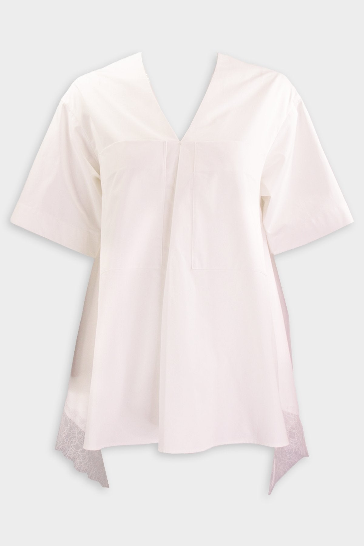 Embellished Lace Trimmed Short Sleeve Blouse in Ivory - shop-olivia.com