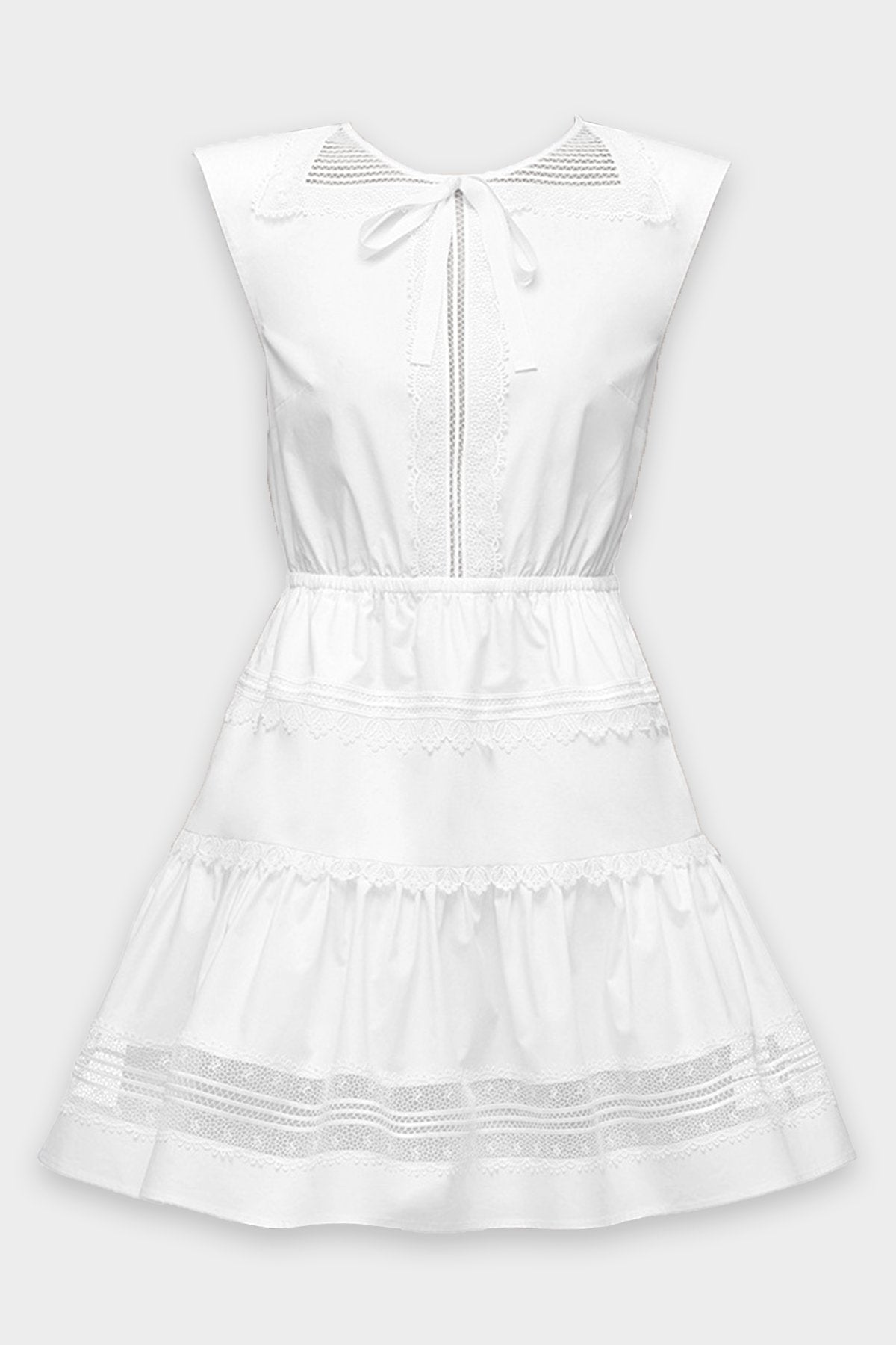Embroidered Mini Dress in White - shop-olivia.com