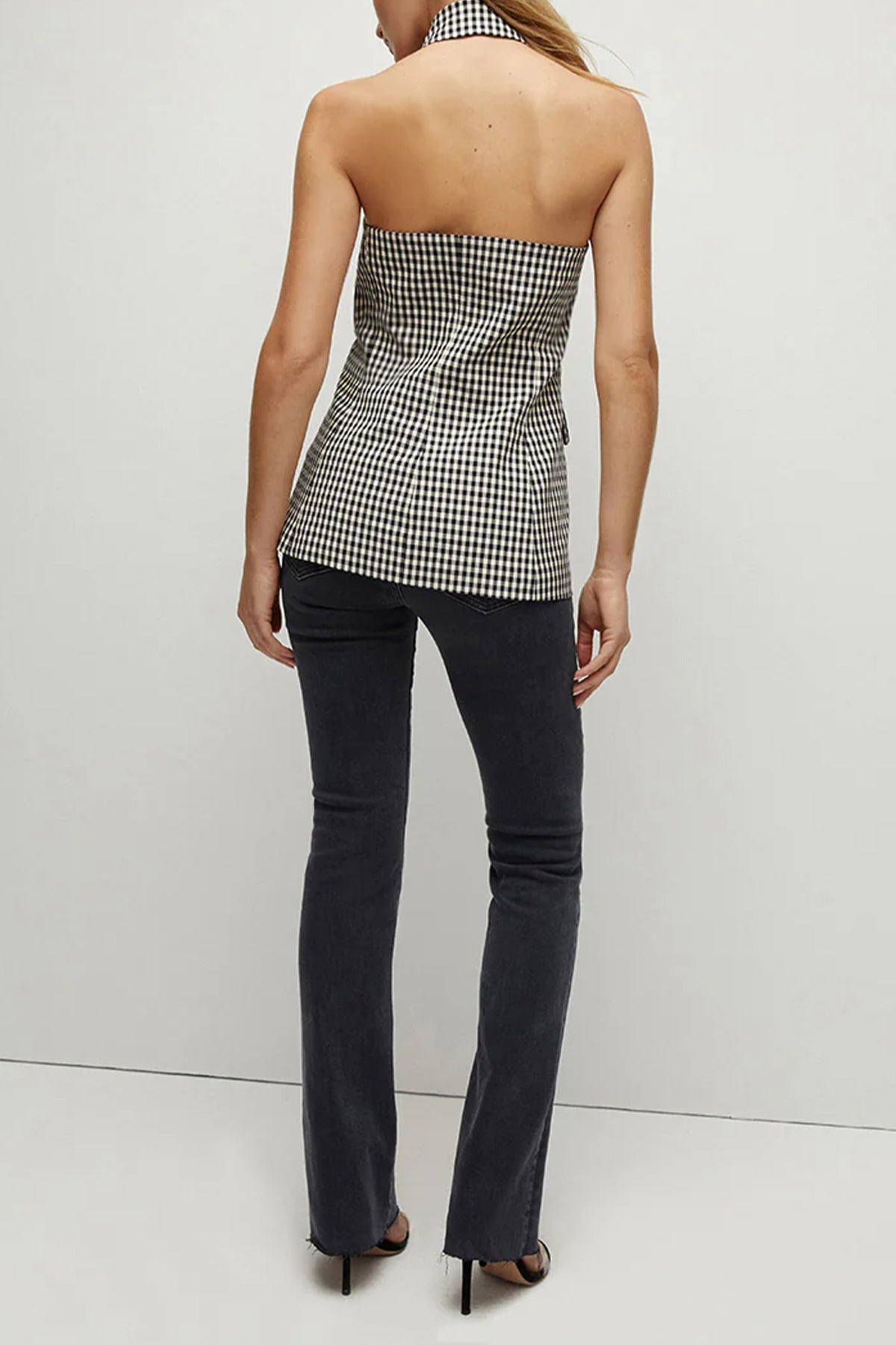 Enfield Gingham Vest in Black Ecru - shop-olivia.com