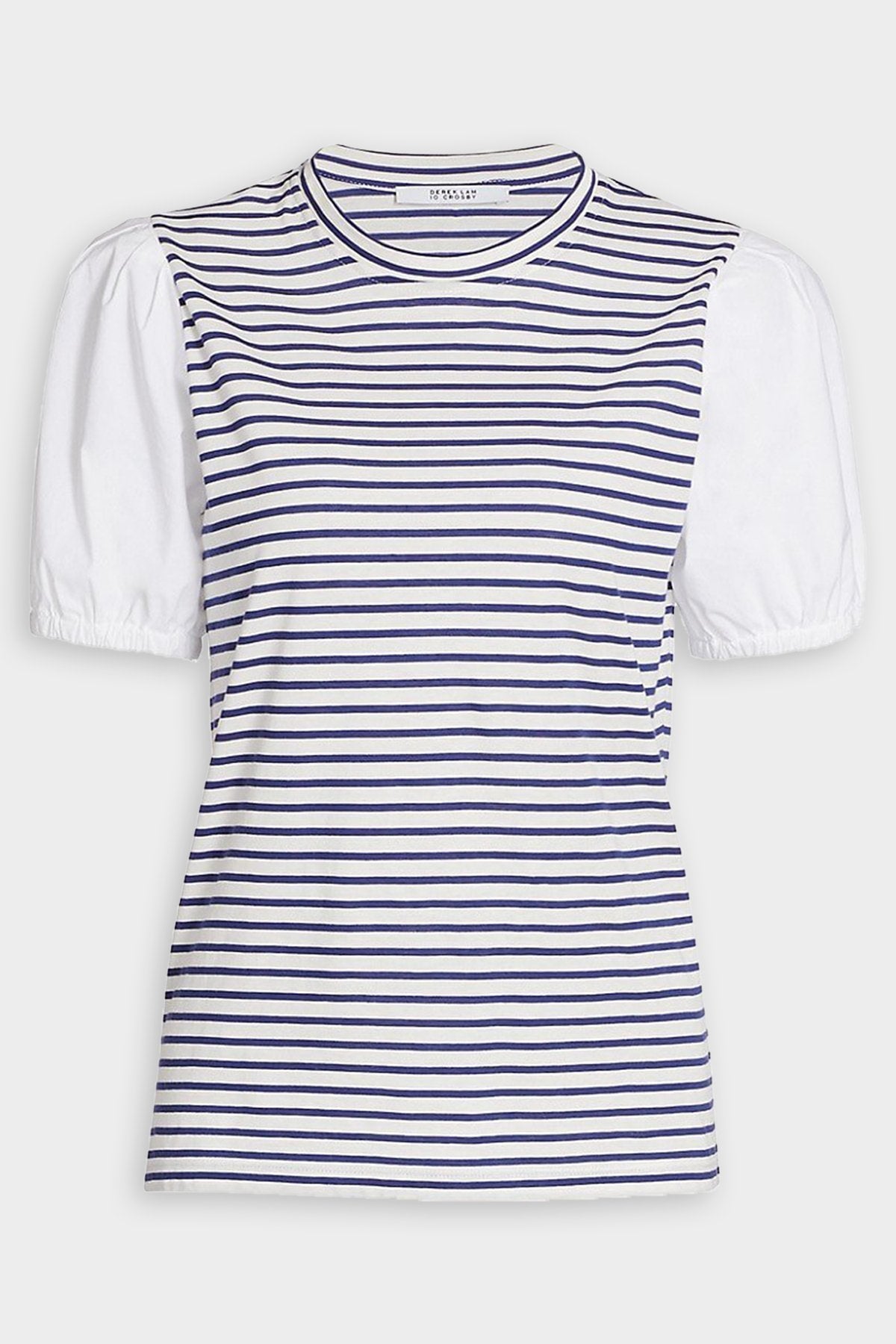 Eva Puff Sleeve Tee Top in Navy White - shop-olivia.com