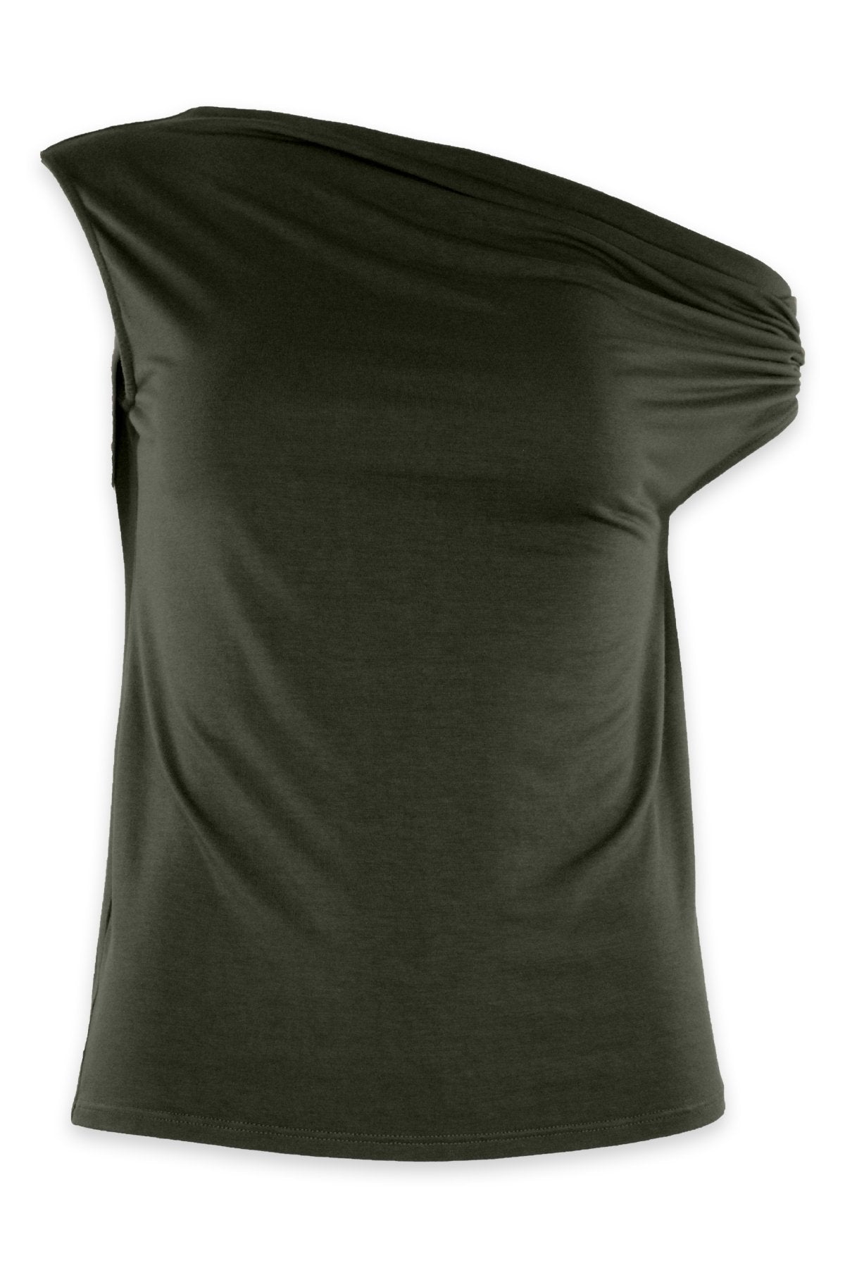 Exposed Shoulder Easy Top in Uniform Green - shop-olivia.com