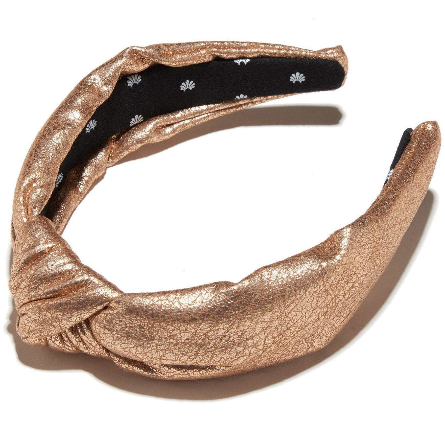 Faux Leather Knotted Headband Gold - shop-olivia.com