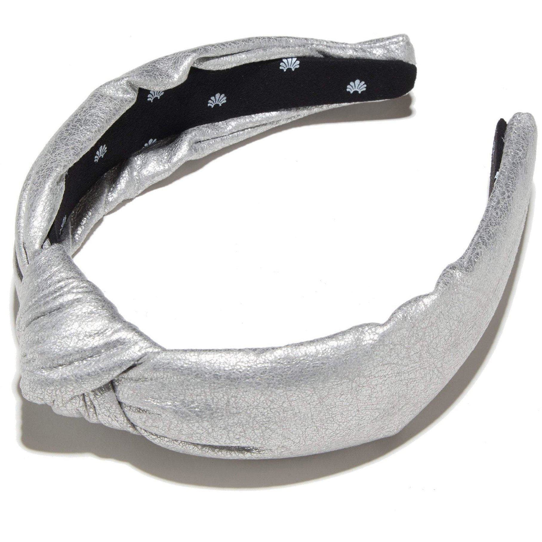 Faux Leather Knotted Headband Silver - shop-olivia.com