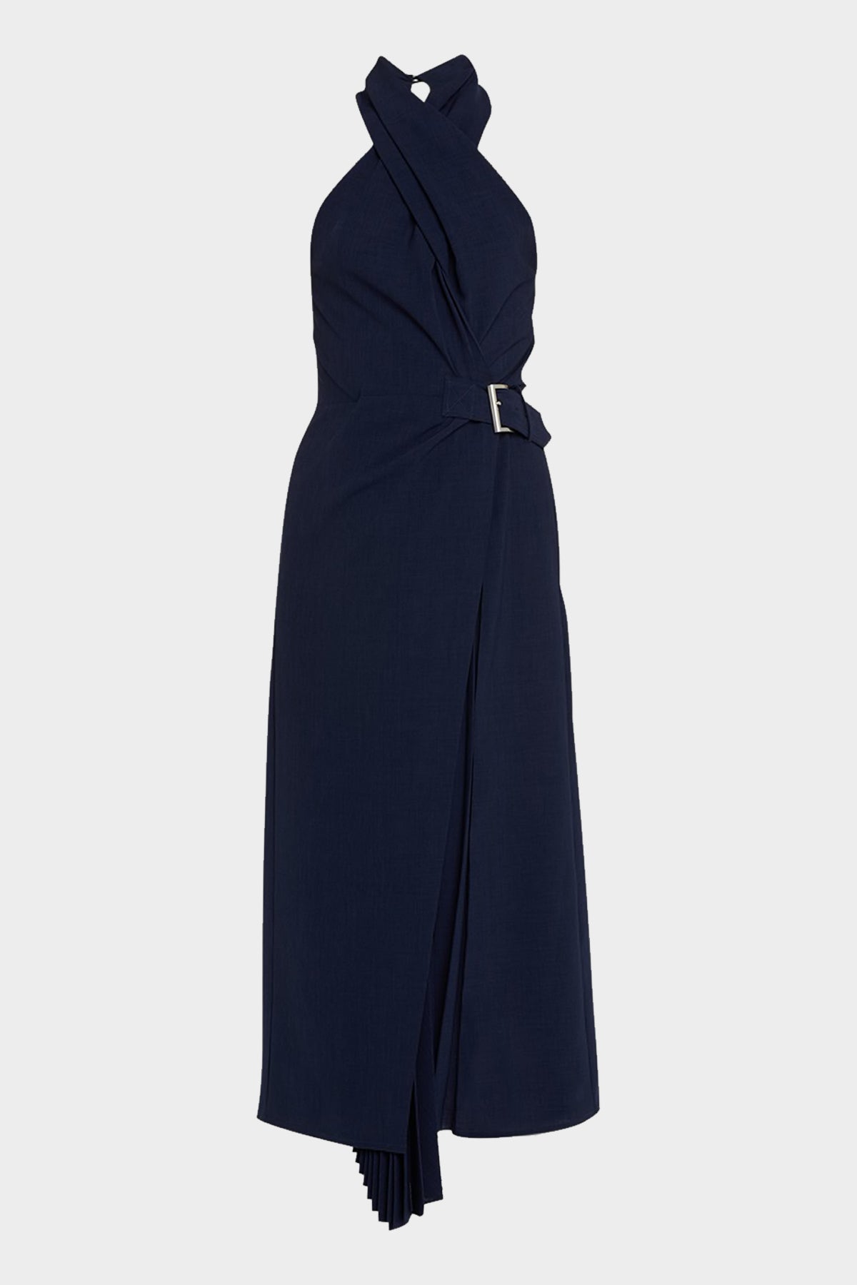 Fiona Pleated Midi Dress in Evening Blue - shop-olivia.com