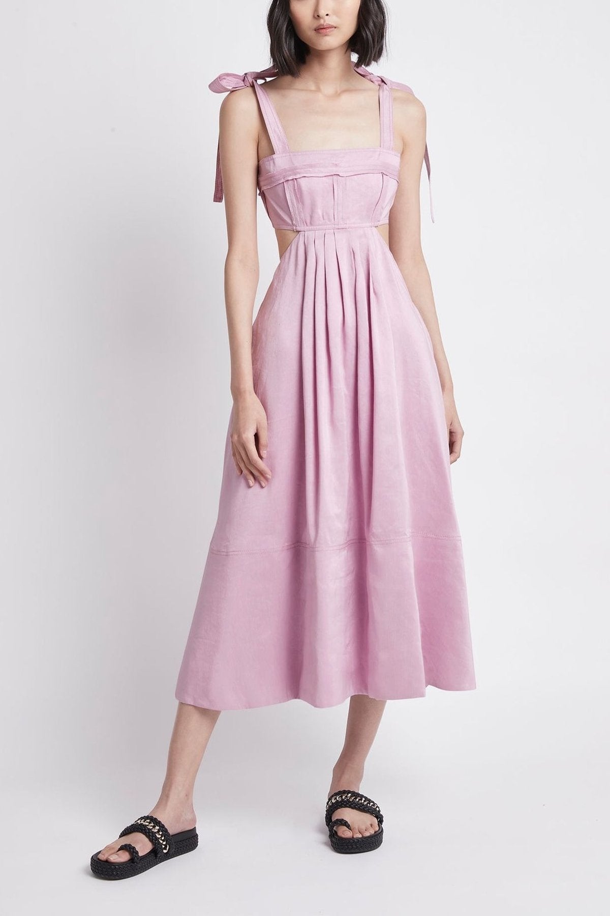 Frequency Cut Out Midi Dress in Lilac - shop-olivia.com