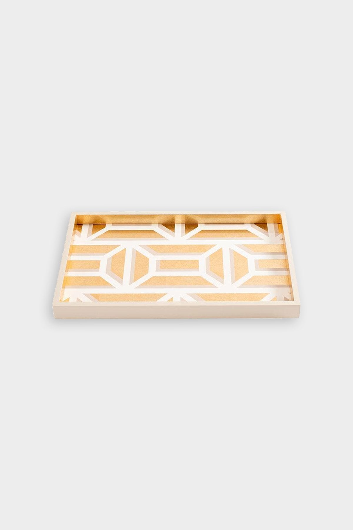 Garden Gate Lacquer Vanity Tray in White & Gold - shop-olivia.com