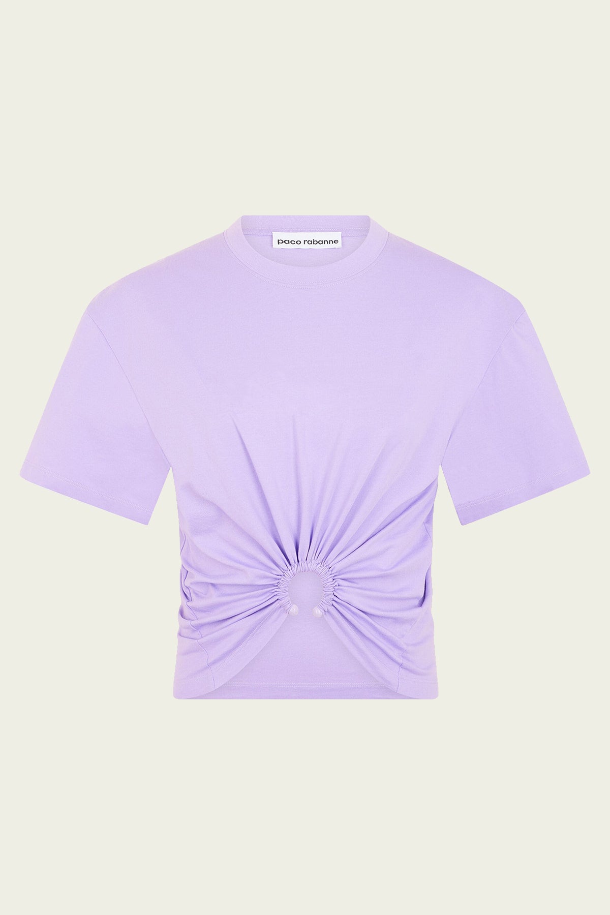 Gathered Cotton Cropped T-Shirt in Lavender - shop-olivia.com