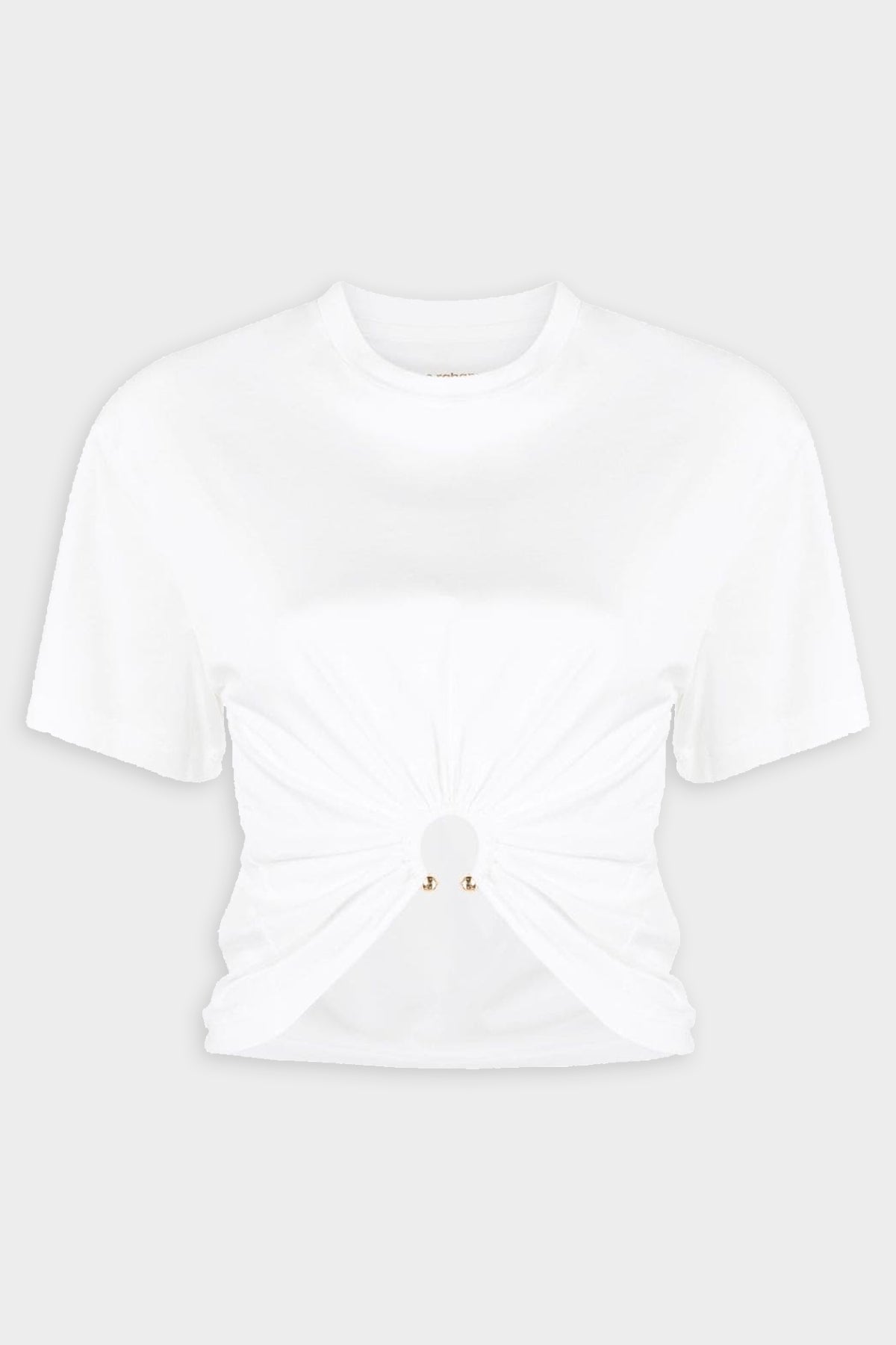 Gathered Cotton T-Shirt in White - shop-olivia.com