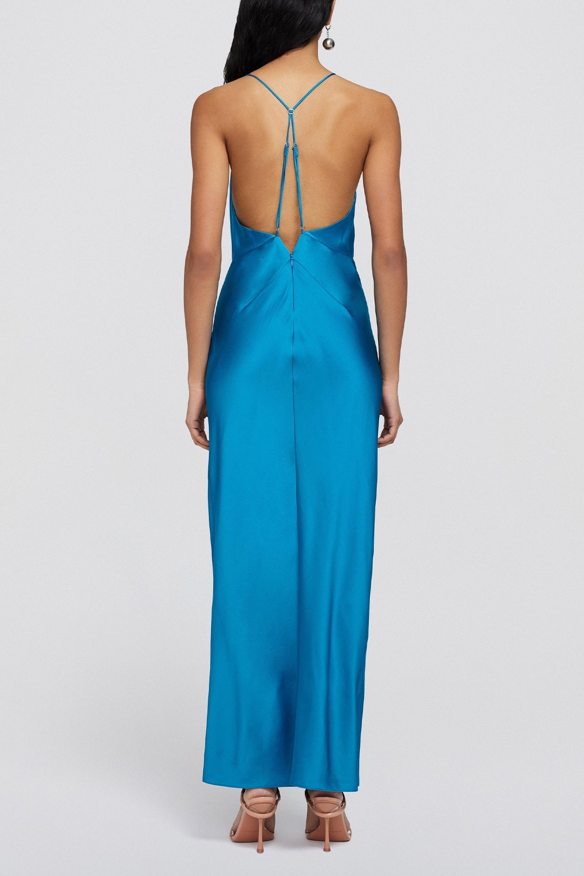 Giana Front Drape Gown in Phthalo Blue - shop-olivia.com