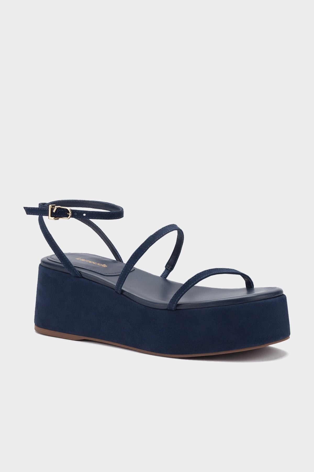 Gio Flatform Sandal in Navy Suede - shop-olivia.com
