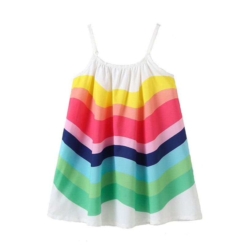 Girls Rainbow Print Swing Slip Dress - shop-olivia.com