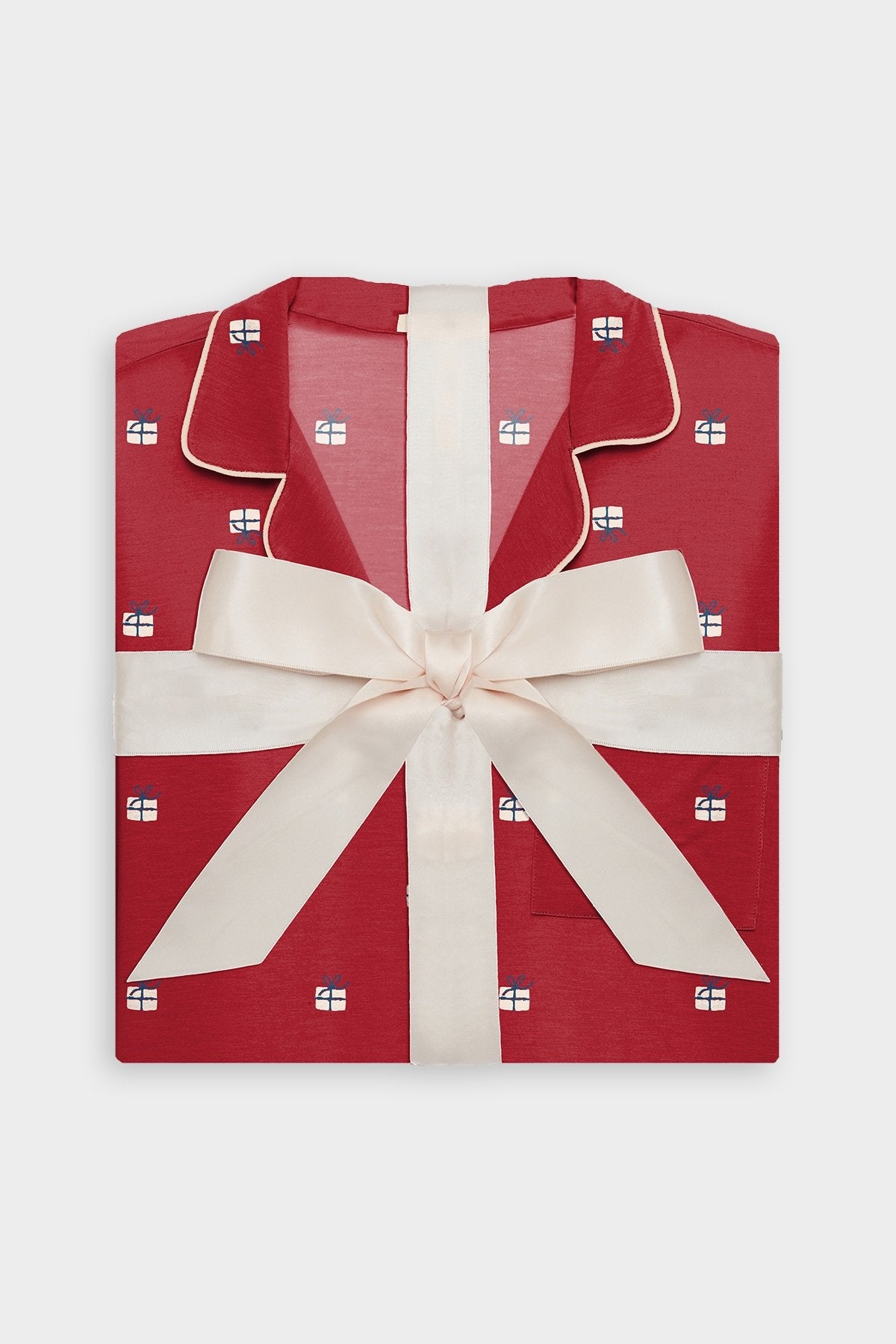 Gisele Printed Sleepshirt with Ribbon in Presents Haute Red - shop-olivia.com