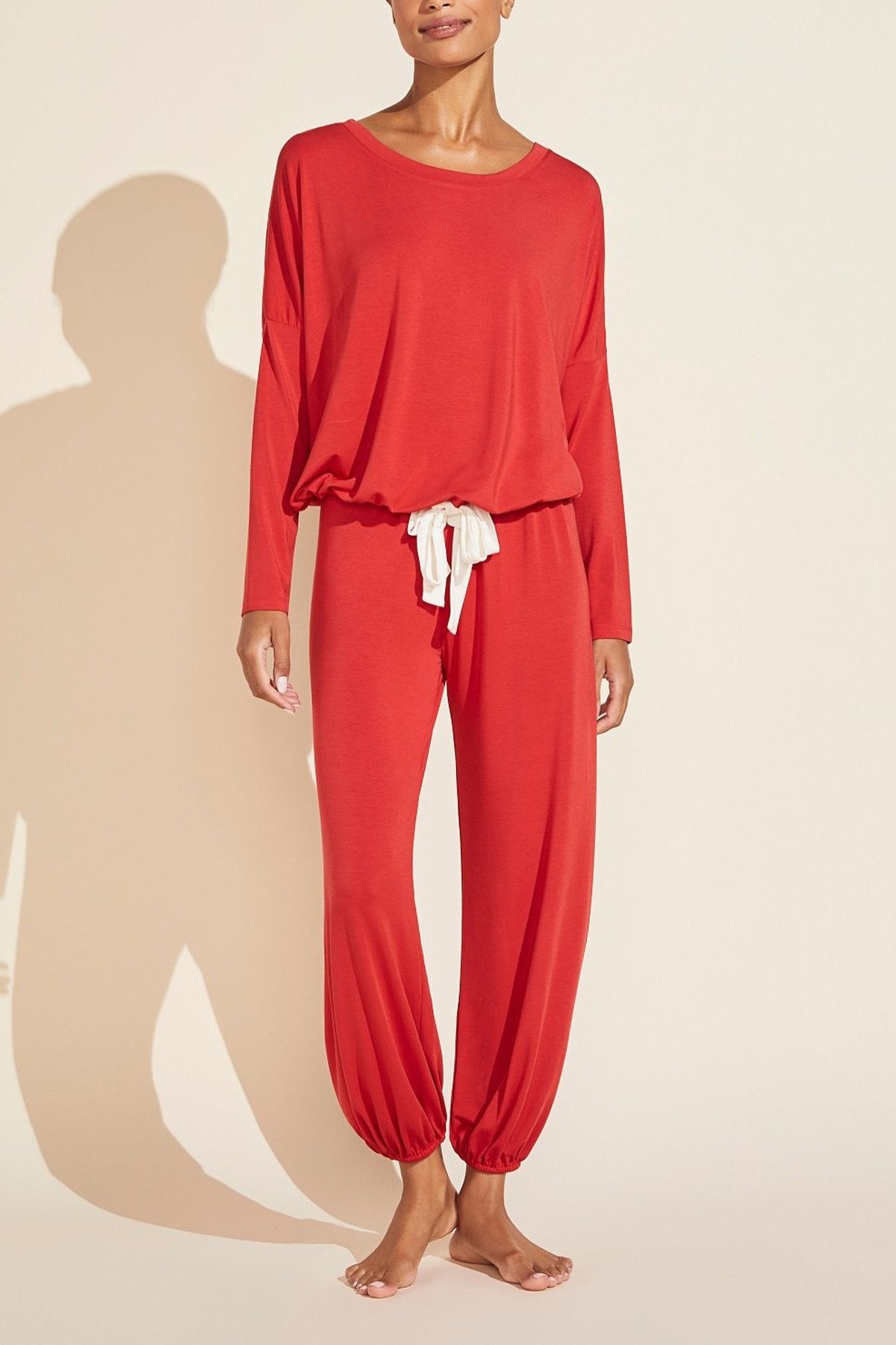 Gisele Slouchy Set with Ribbon in Haute Red/Bone - shop-olivia.com
