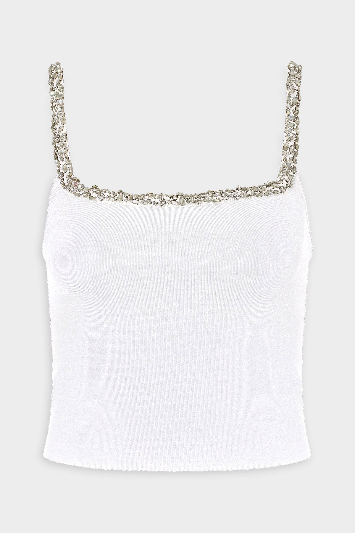 Grace Tank with Crystal Trim in White - shop-olivia.com