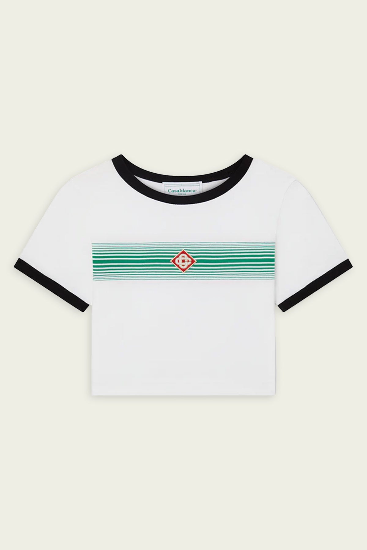 Gradient Stripe Ringer T-Shirt in White - shop-olivia.com