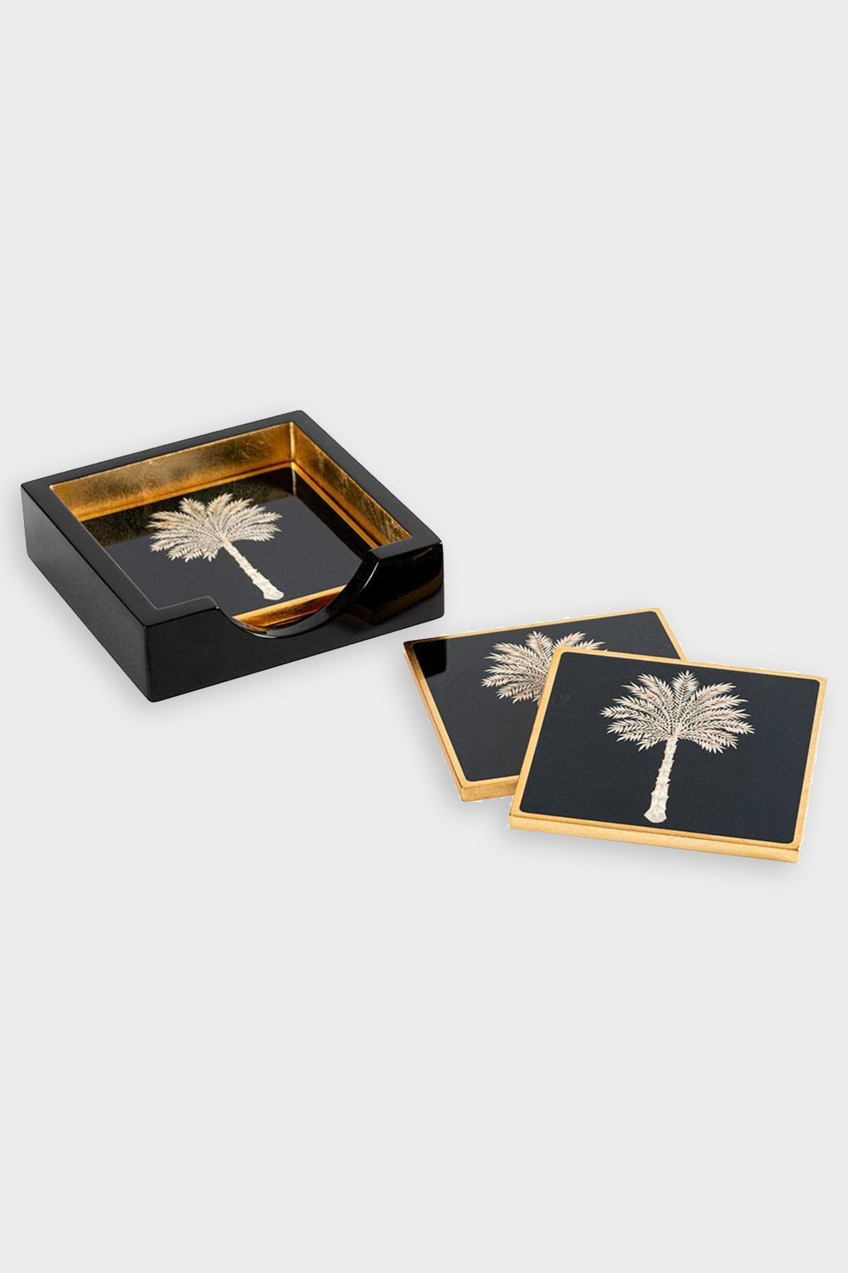 Grand Palms Square Lacquer Coaster in Holder - Set of 4 - shop-olivia.com