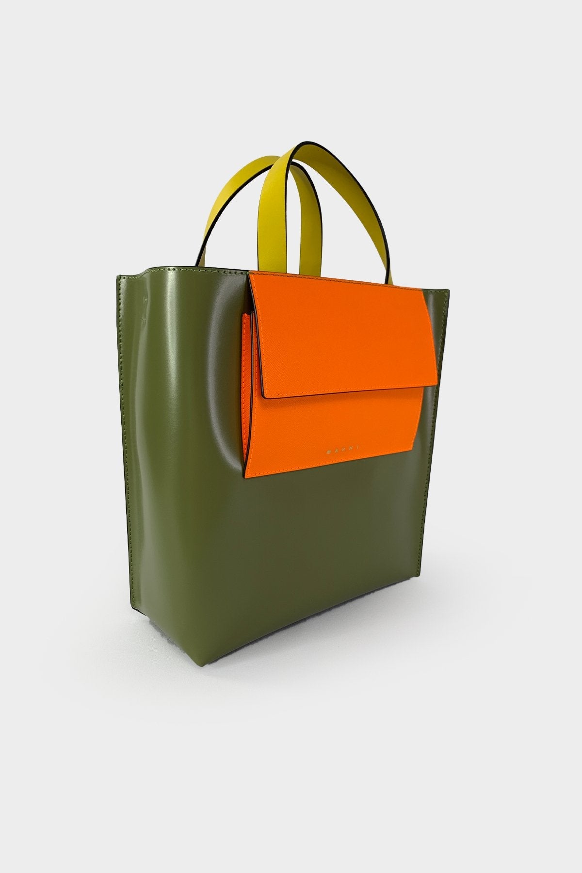 Green Museo Leather Bag with Orange Pocket - shop-olivia.com