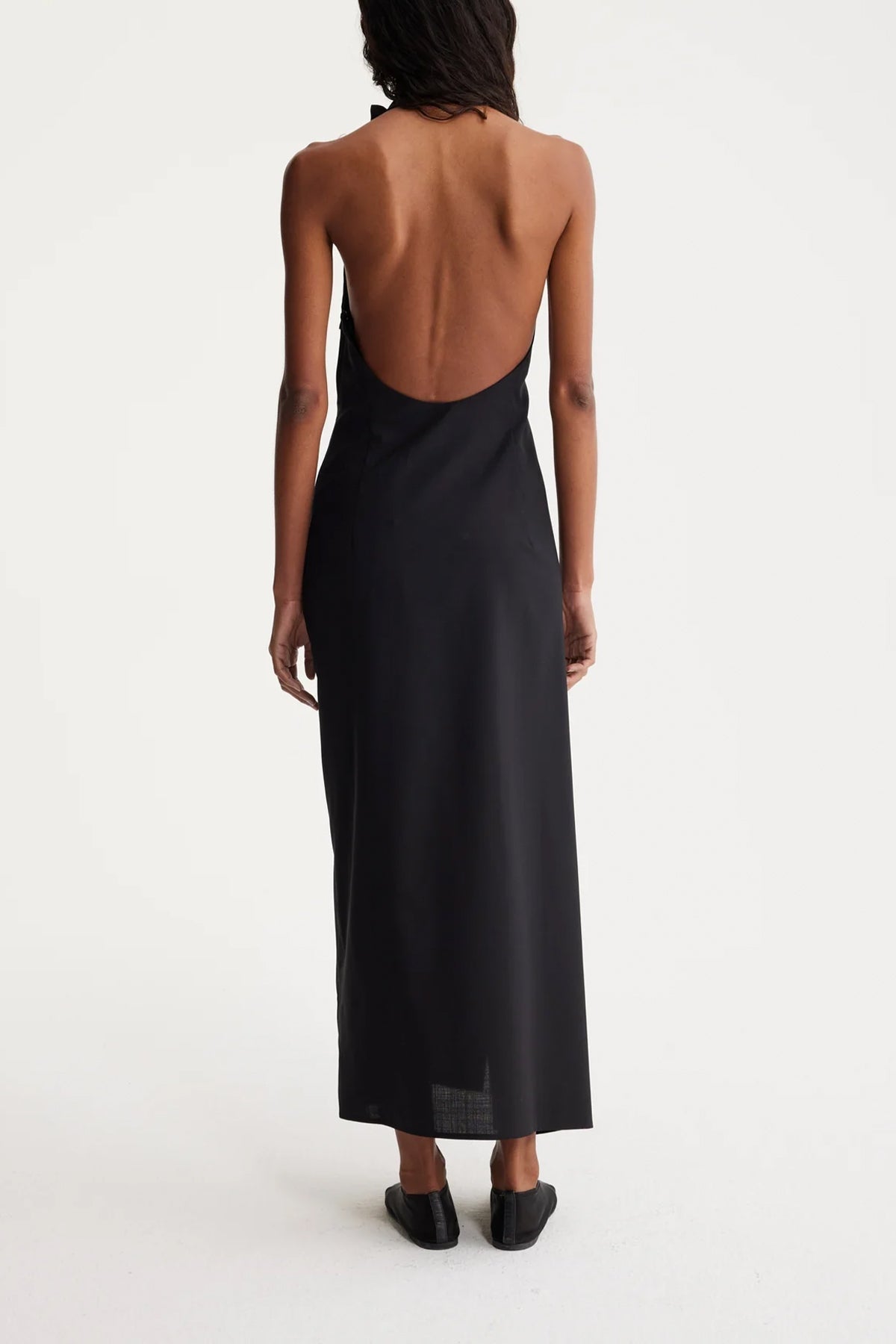 Halter Dress With Open Back in Noir - shop-olivia.com