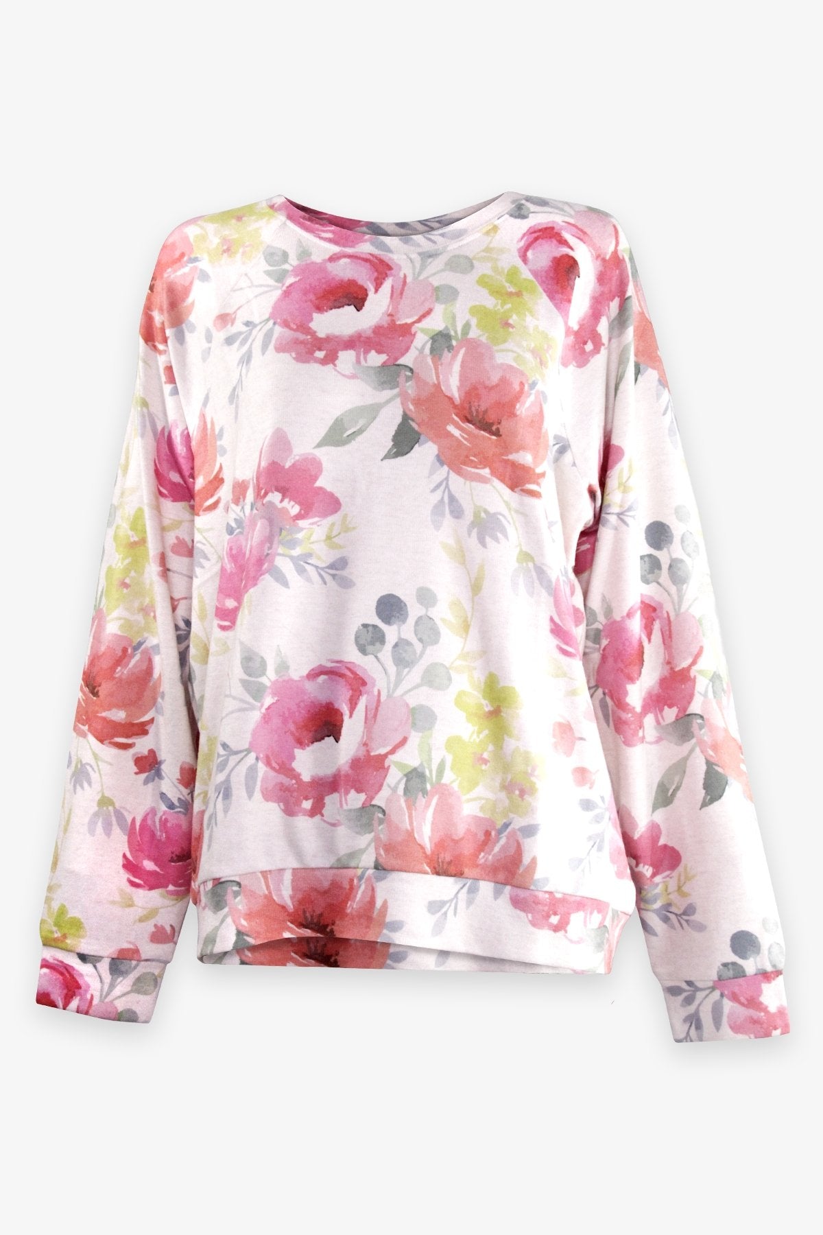 Happy Blooms Long Sleeve Top in Oatmeal - shop-olivia.com