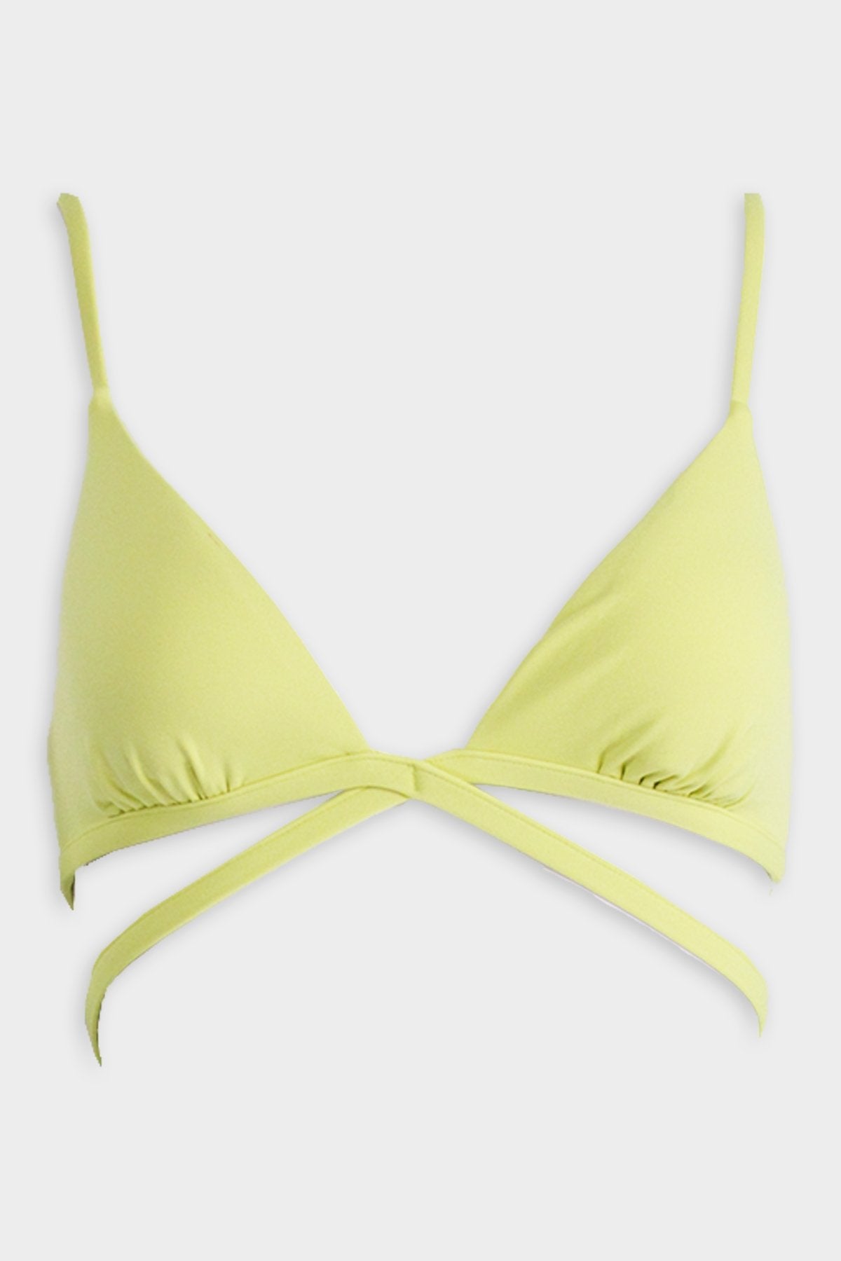 Harlen Solid Tie Front Bikini Top in Lime - shop-olivia.com