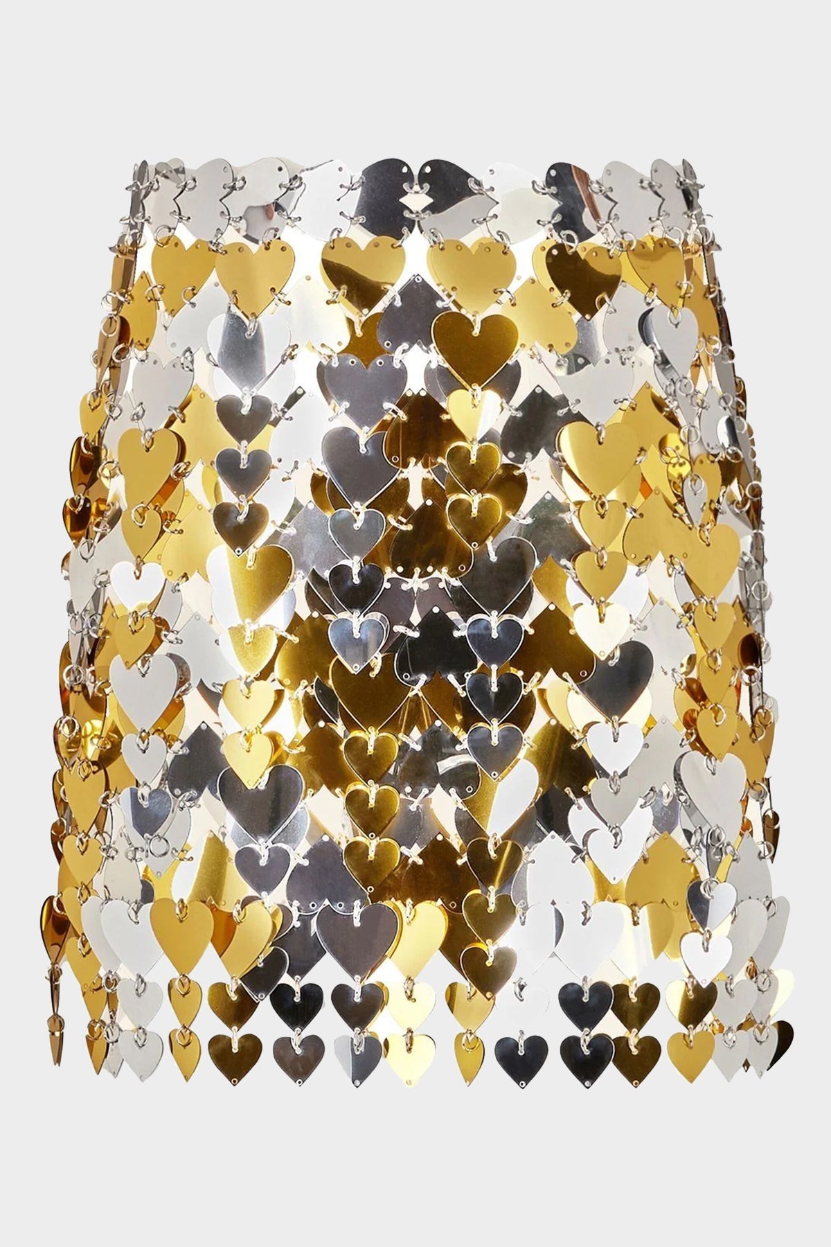 Heart-Paillettes Chainmail Mini Skirt in Silver Gold - shop-olivia.com