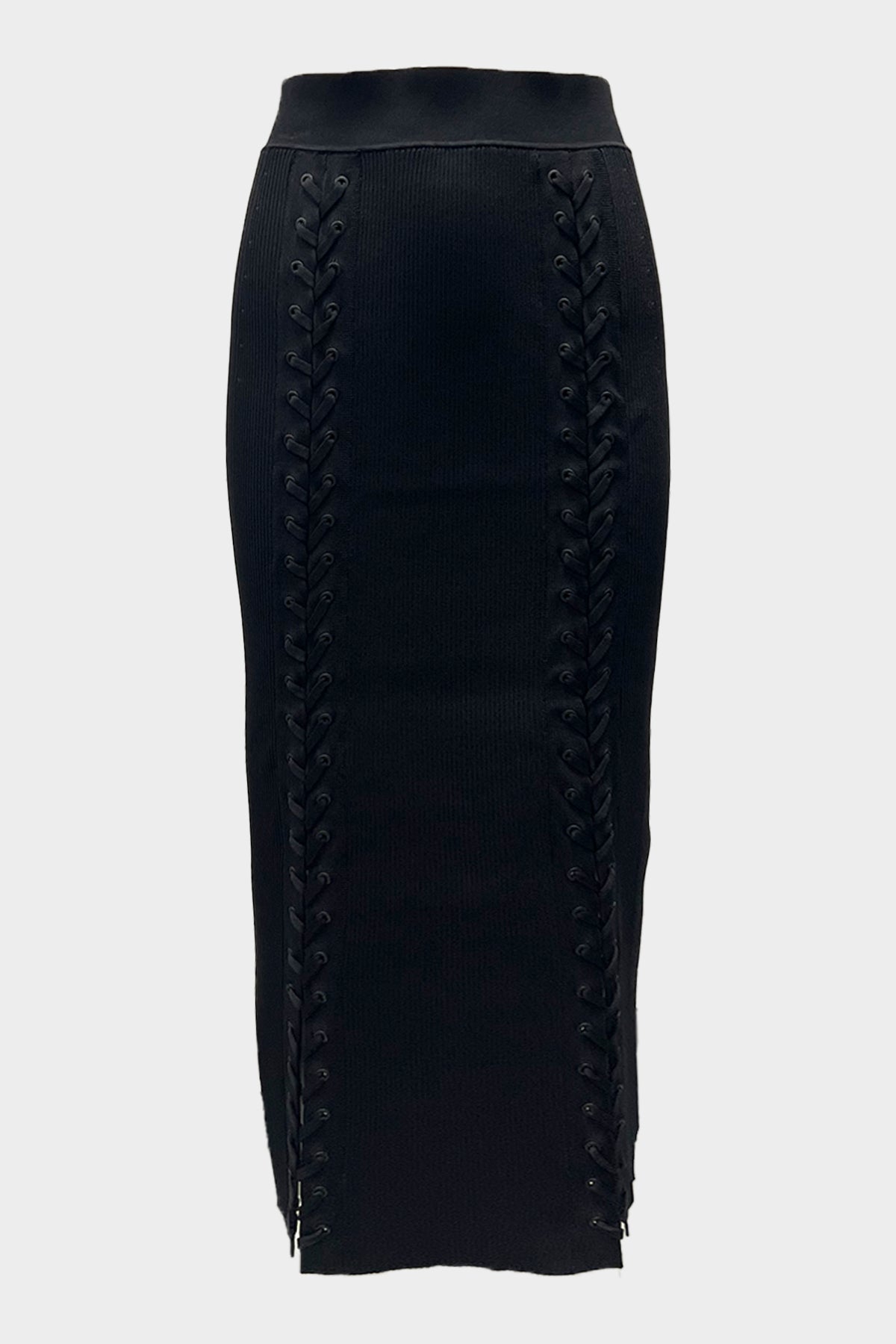 Helly Lace Up Midi Skirt in Black - shop-olivia.com