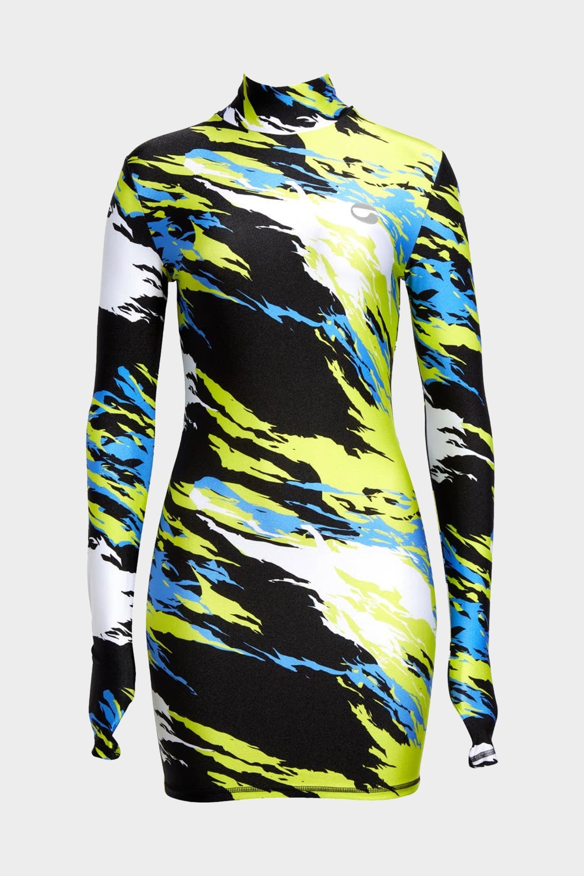 High Neck Fitted Mini Dress in Multicolor - shop-olivia.com