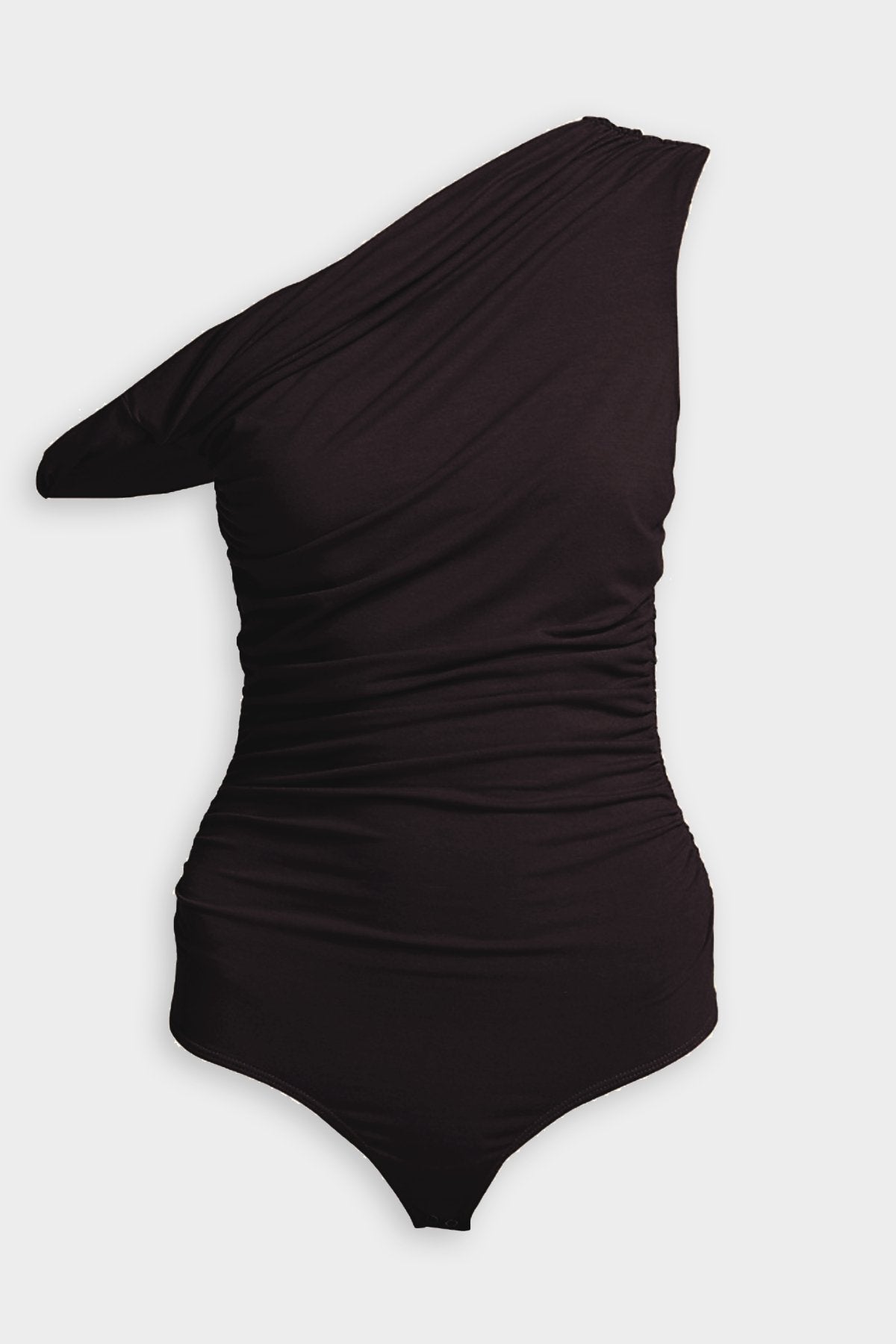 Hilma Asymmetric Bodysuit in Brownie - shop-olivia.com