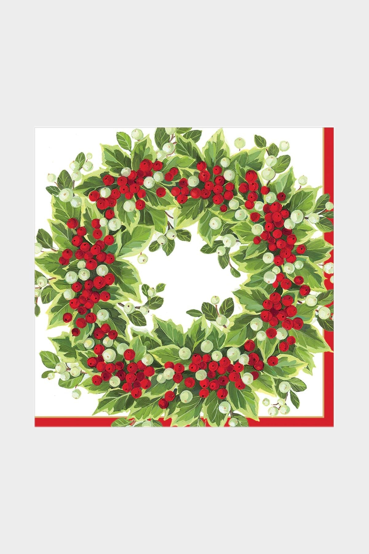 Holly and Berry Wreath Paper Luncheon Napkins - shop-olivia.com