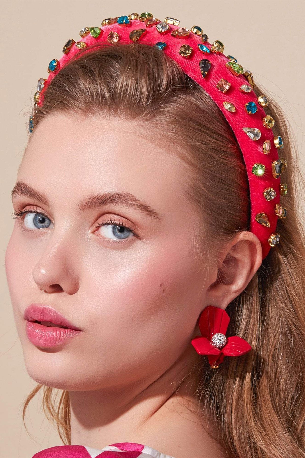 Hot Pink Padded Candy Jeweled Headband - shop-olivia.com