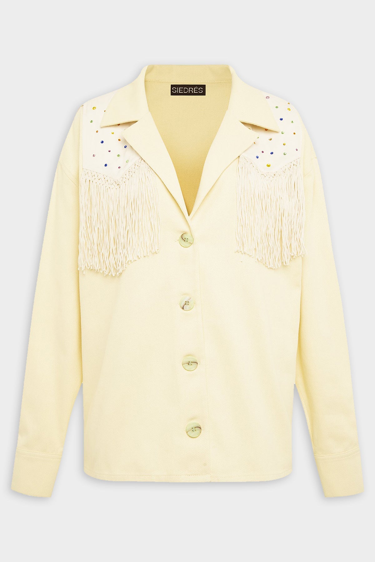 Isabel Fringe Overlay Jacket in Ecru - shop-olivia.com