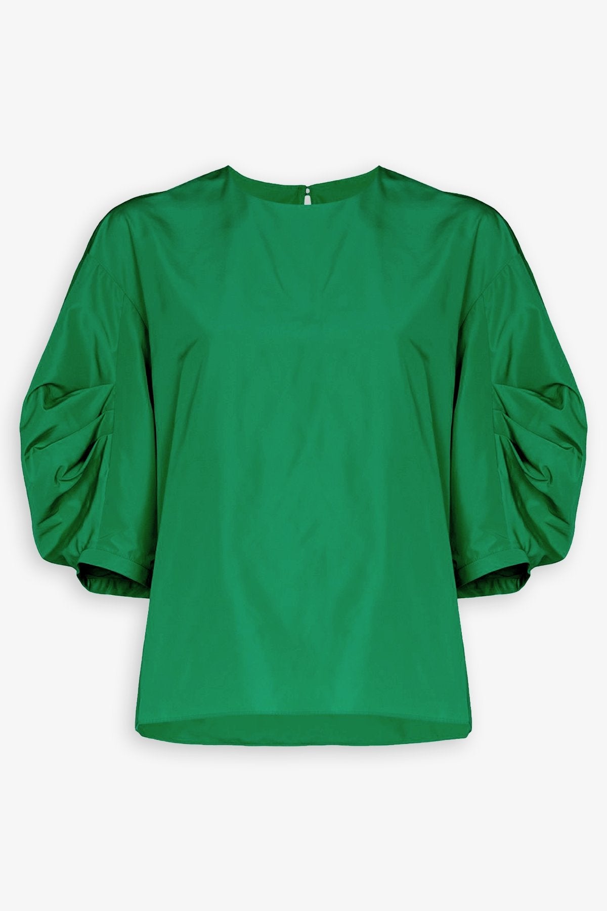 Italian Sporty Nylon Pleat Sleeve Top in Green - shop-olivia.com