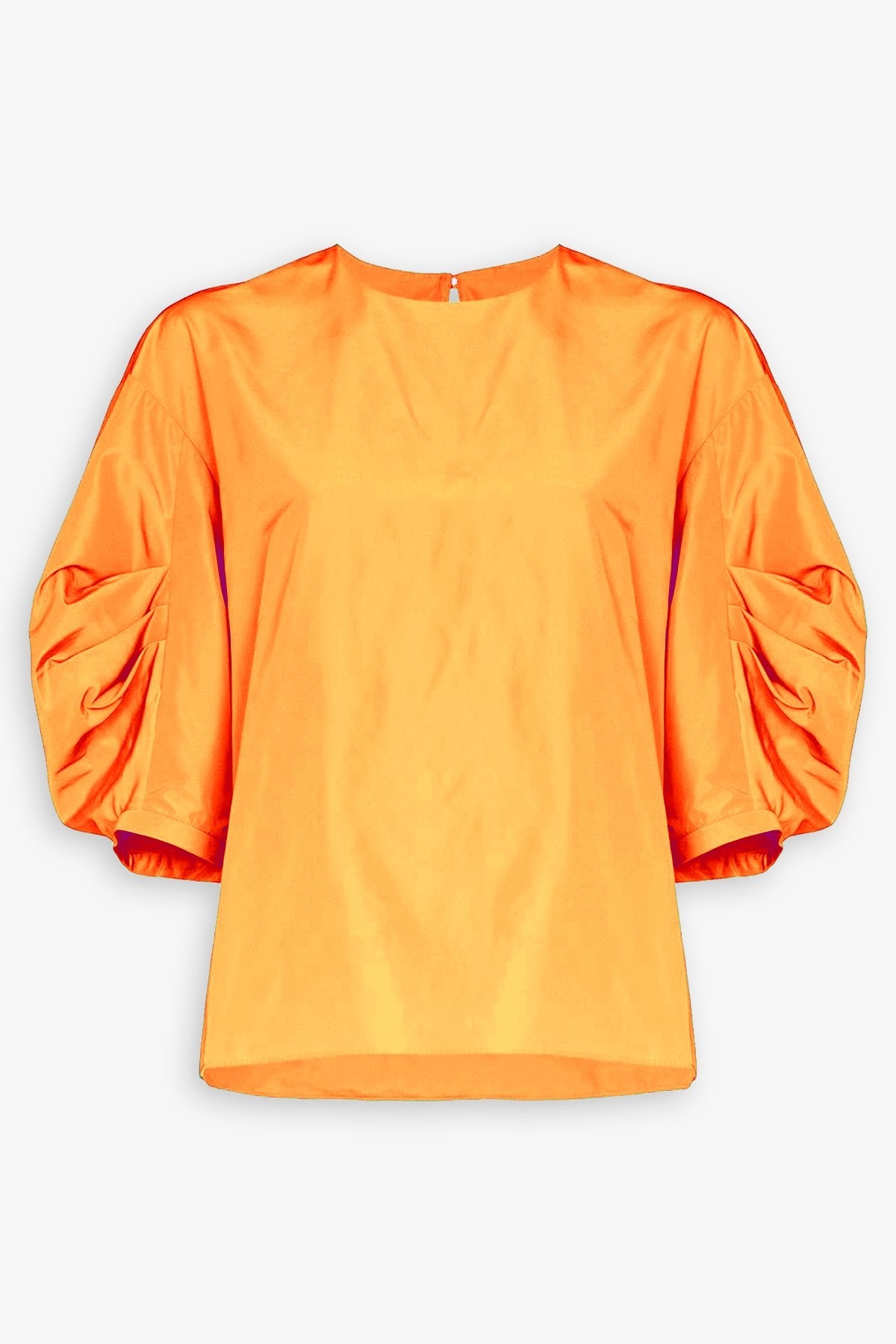 Italian Sporty Nylon Pleat Sleeve Top in Orange - shop-olivia.com