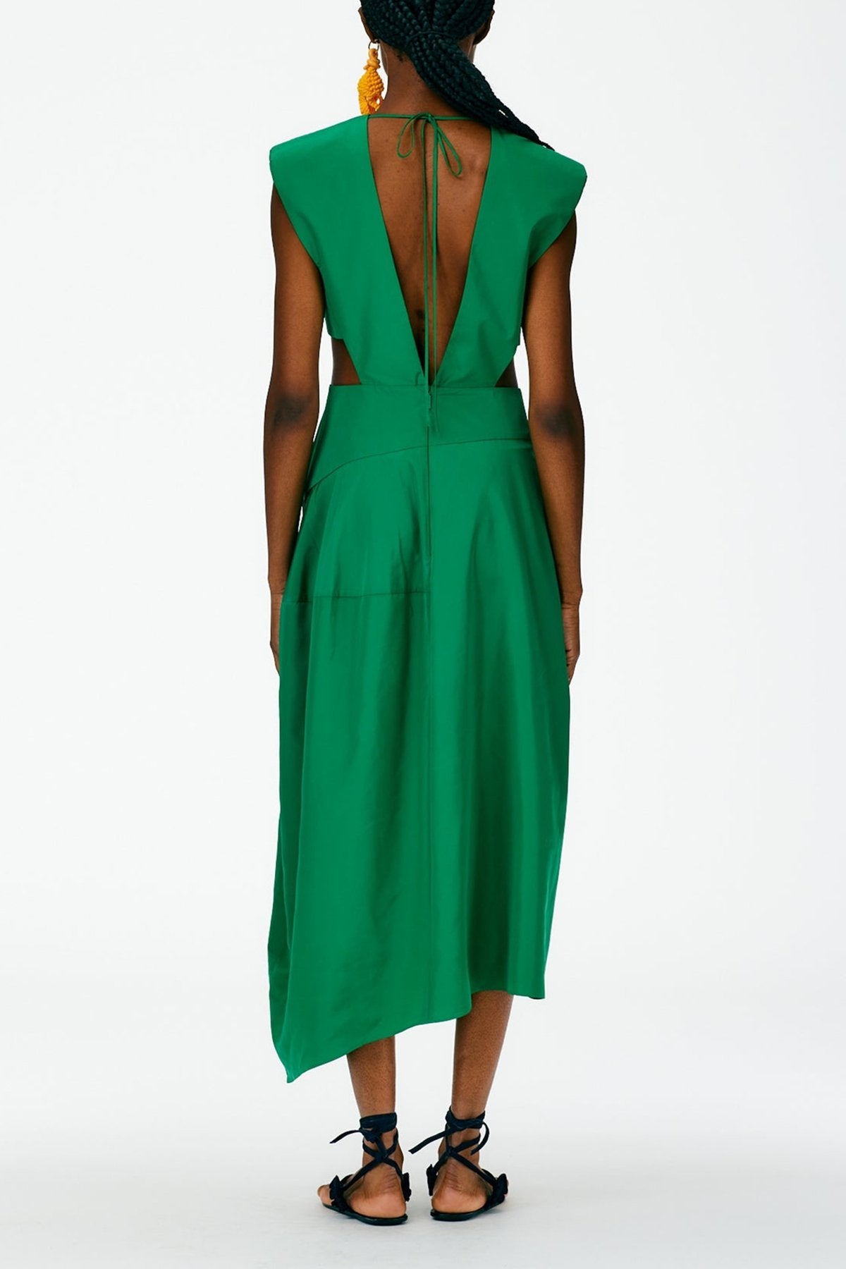 Italian Sporty Nylon Sleeveless Balloon Dress in Green - shop-olivia.com