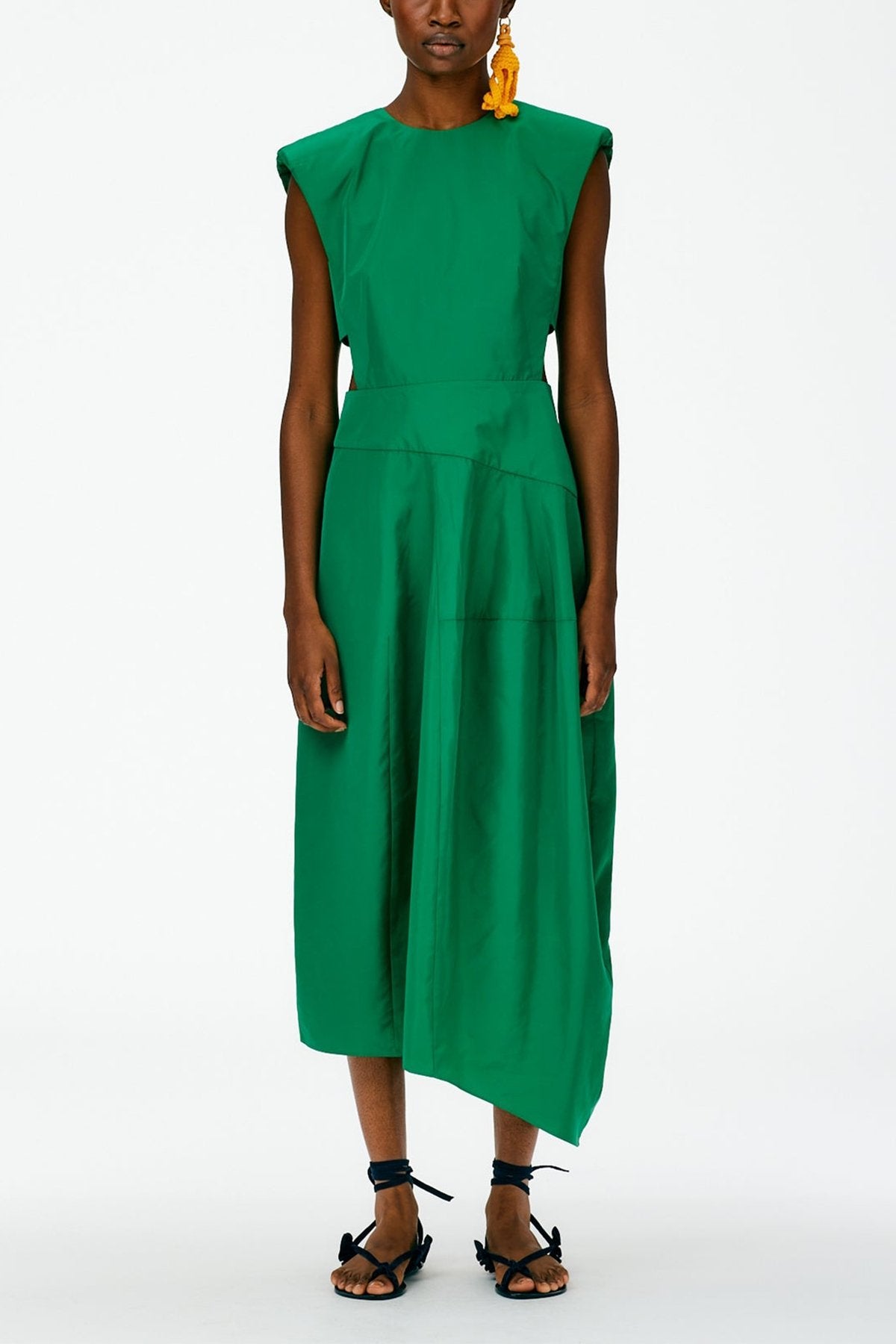 Italian Sporty Nylon Sleeveless Balloon Dress in Green - shop-olivia.com