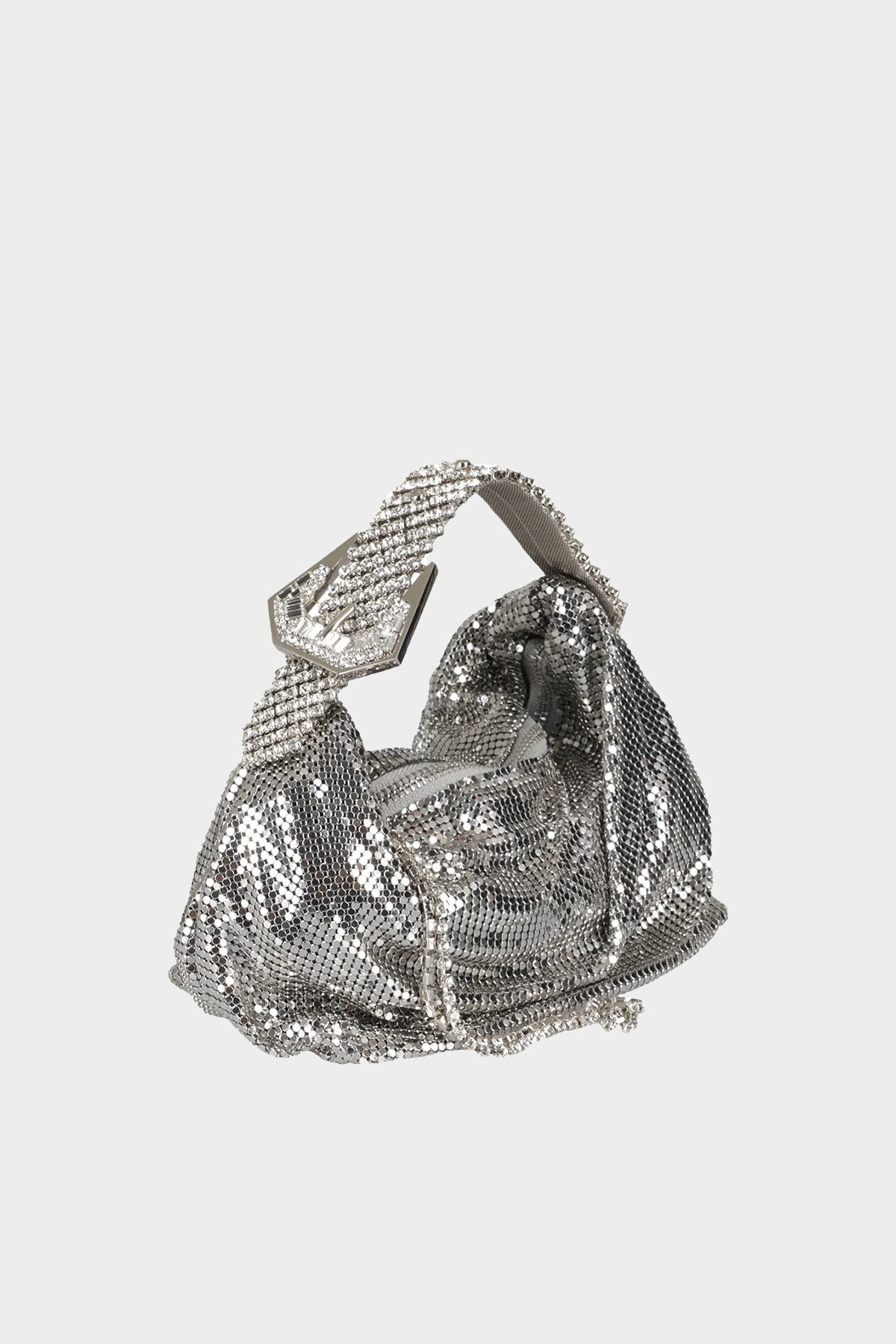 Jill Metal Mesh Bag in Silver - shop-olivia.com