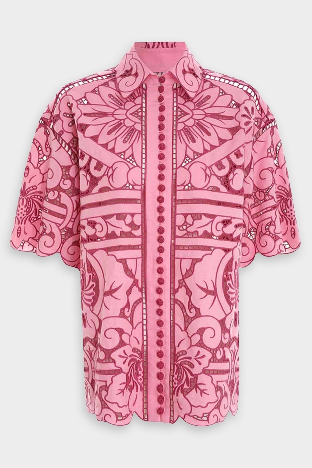 Jude Embroidered Shirt in Pink Burgundy - shop-olivia.com