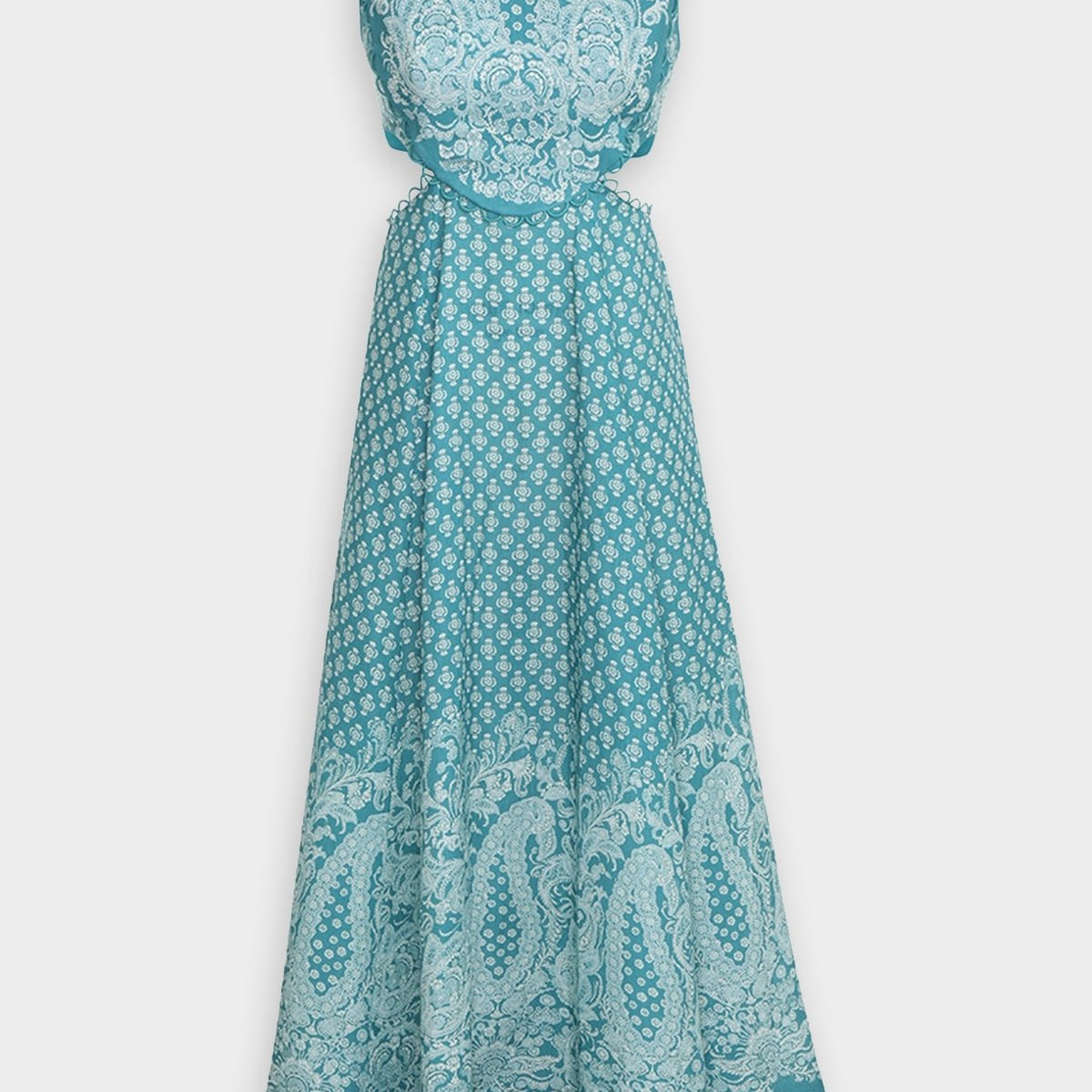 Jude Paisley Sleeveless Midi Dress in Teal Paisley