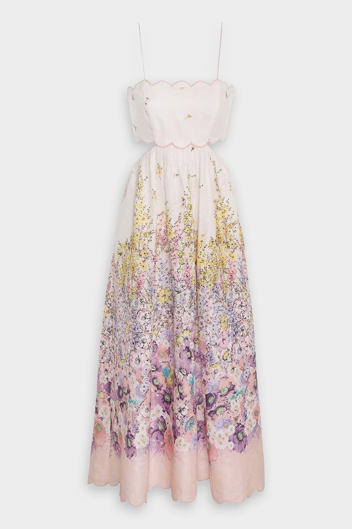Jude Scallop Midi Dress in Peach Gradient Floral - shop-olivia.com