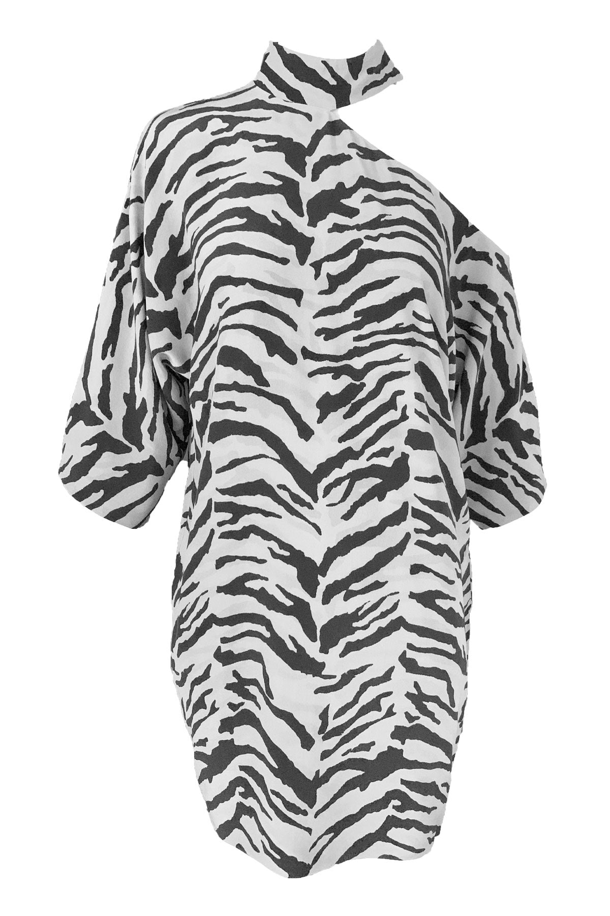 Julia Neck Cut Out Dress Grey Zebra - shop-olivia.com