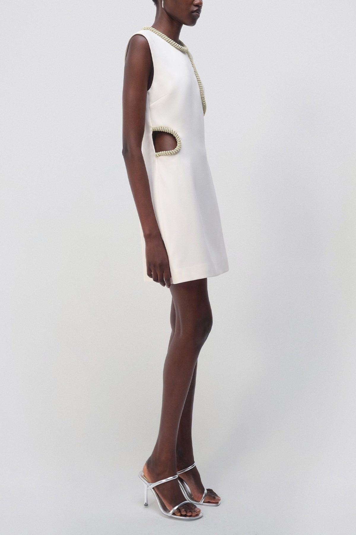 Kat Sleeveless Mini Dress in Natural White - shop-olivia.com