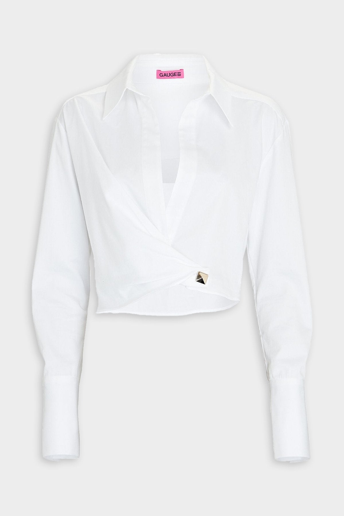 Kavos Cropped Wrap Blouse in White - shop-olivia.com