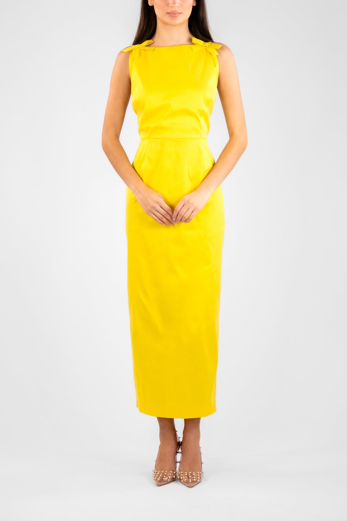 Kim Midi Dress in Yellow - shop-olivia.com
