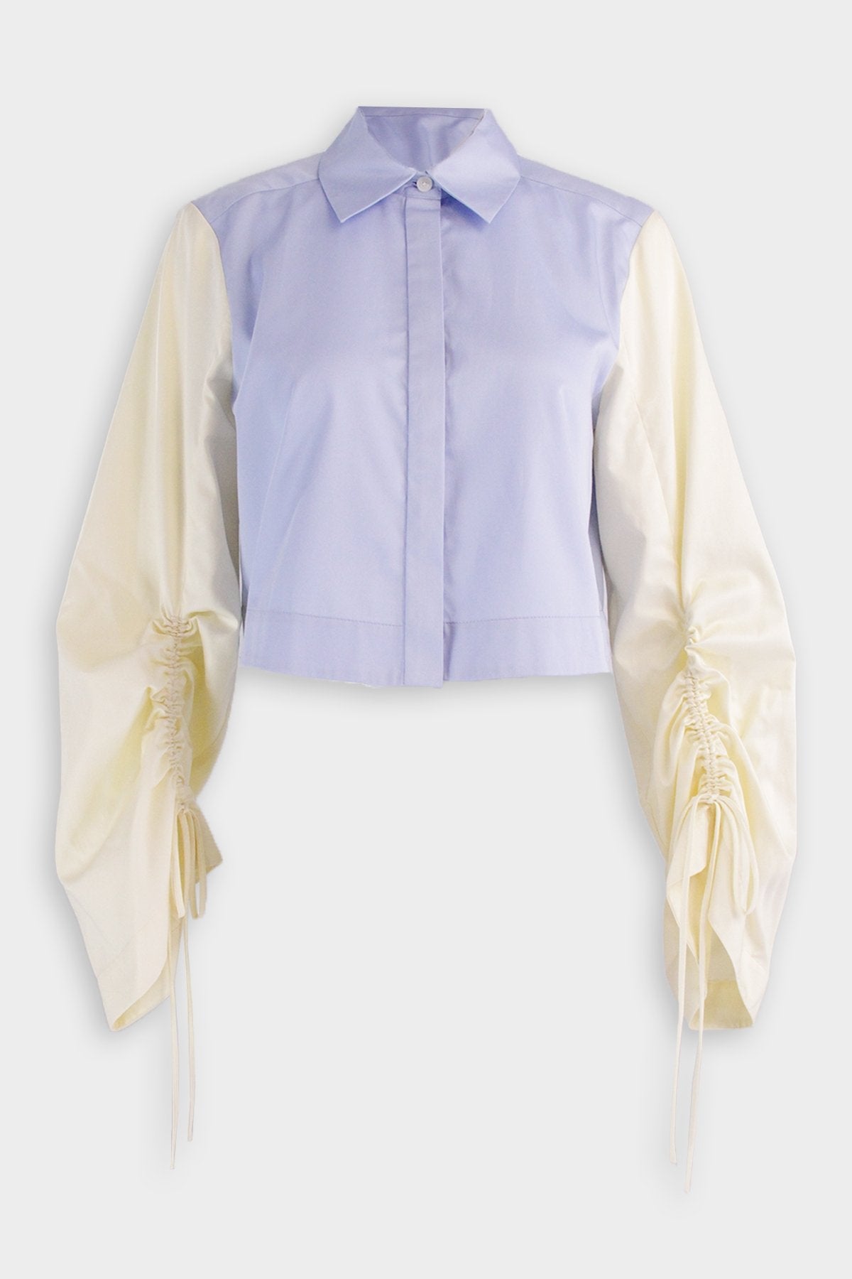 Kinsley Blouse Top in Light Blue and Pale Yellow - shop-olivia.com