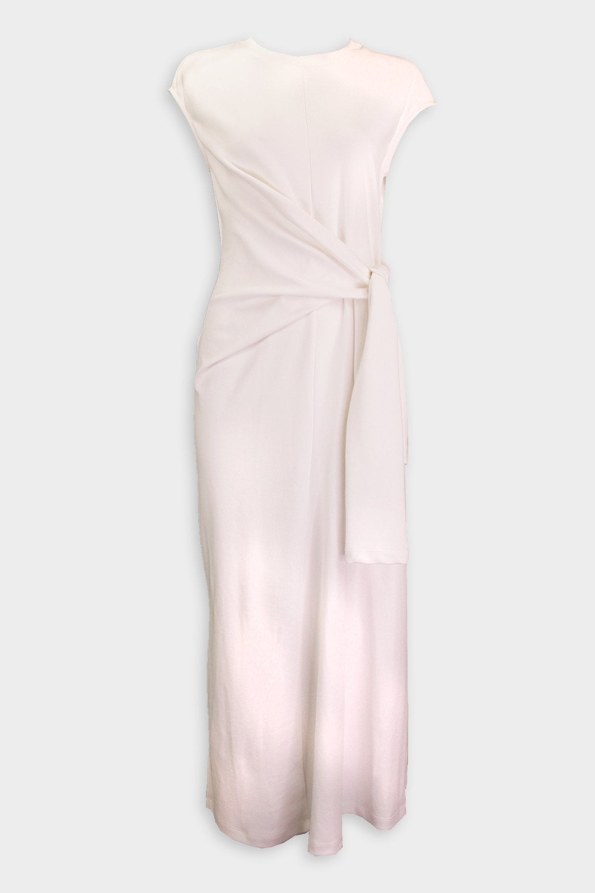 Knotted Detail Cotton Jersey Midi Dress in Ivory - shop-olivia.com