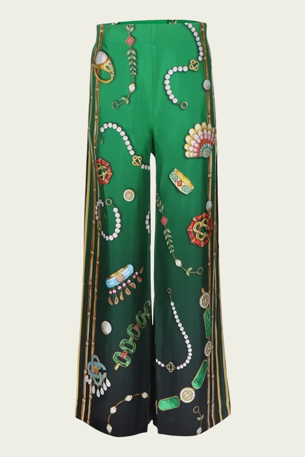 La Boite A Bijoux Silk Trousers in Green - shop-olivia.com