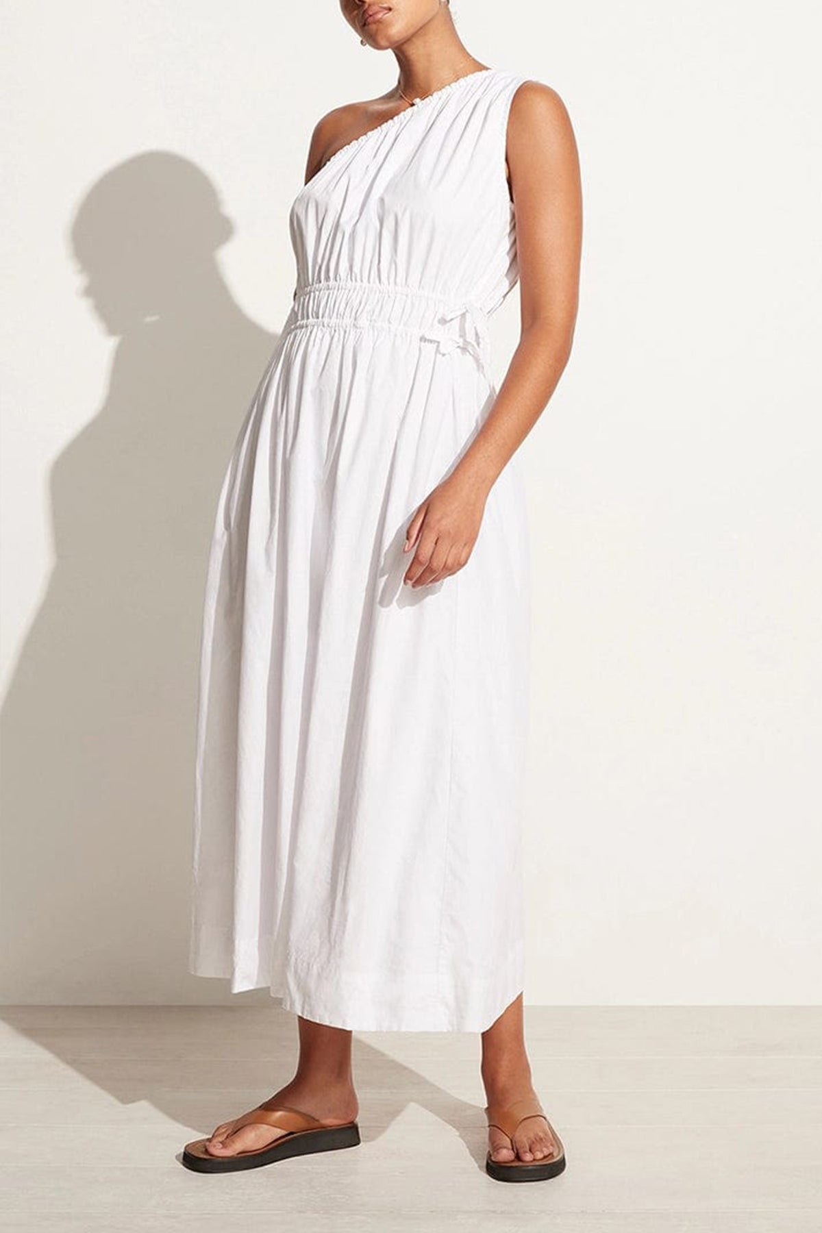 La Ora Midi Dress in White - shop-olivia.com