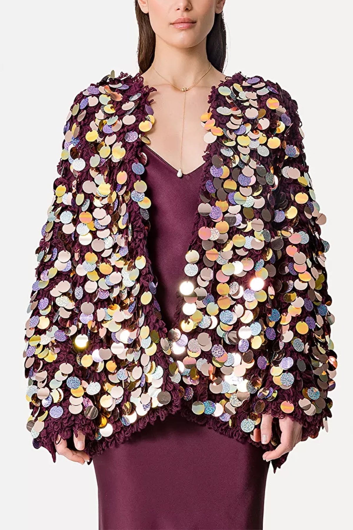 “La Paillette” Knitted Bomber Jacket in Twilight - shop-olivia.com