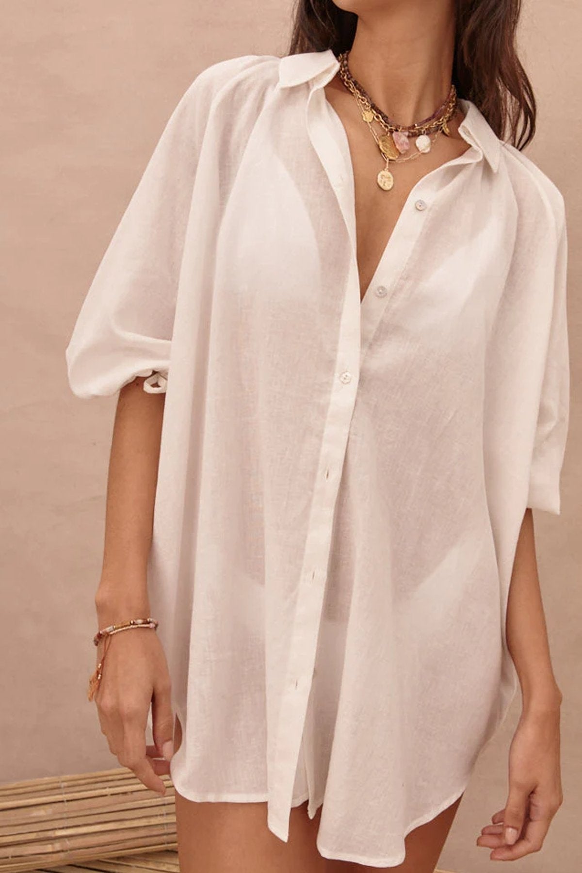 La Ponche Shirt in White - shop-olivia.com