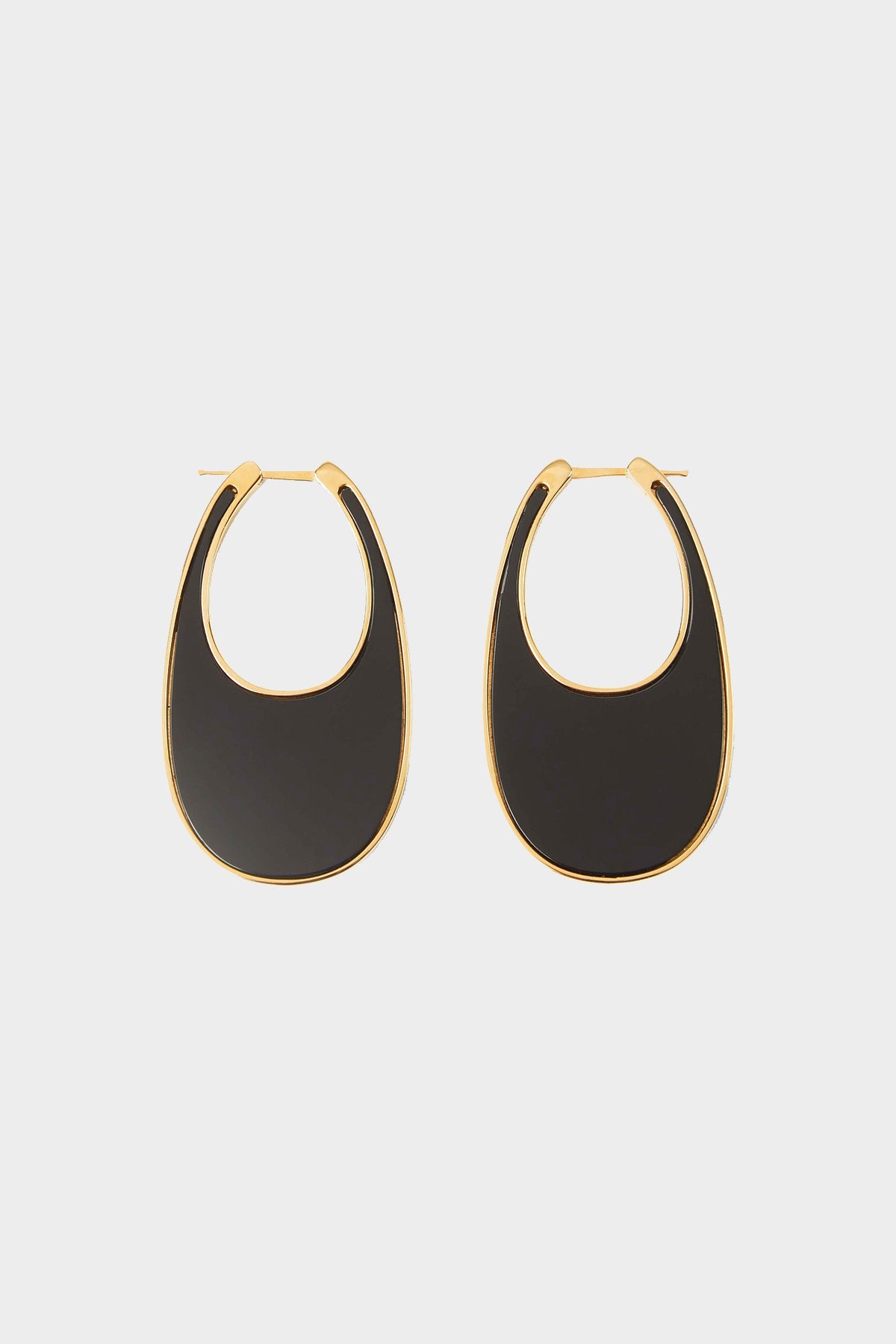 Lacquered Large Swipe Earrings in Black - shop-olivia.com